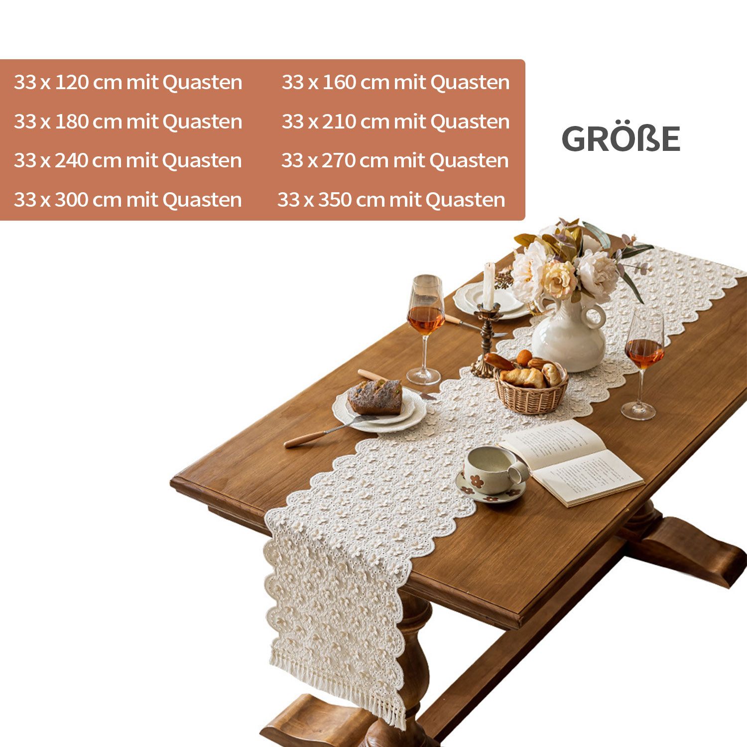 Refttenw Tischläufer Mode Blumen boho Tischläufer,Dreidimensionale Blumen,m günstig online kaufen