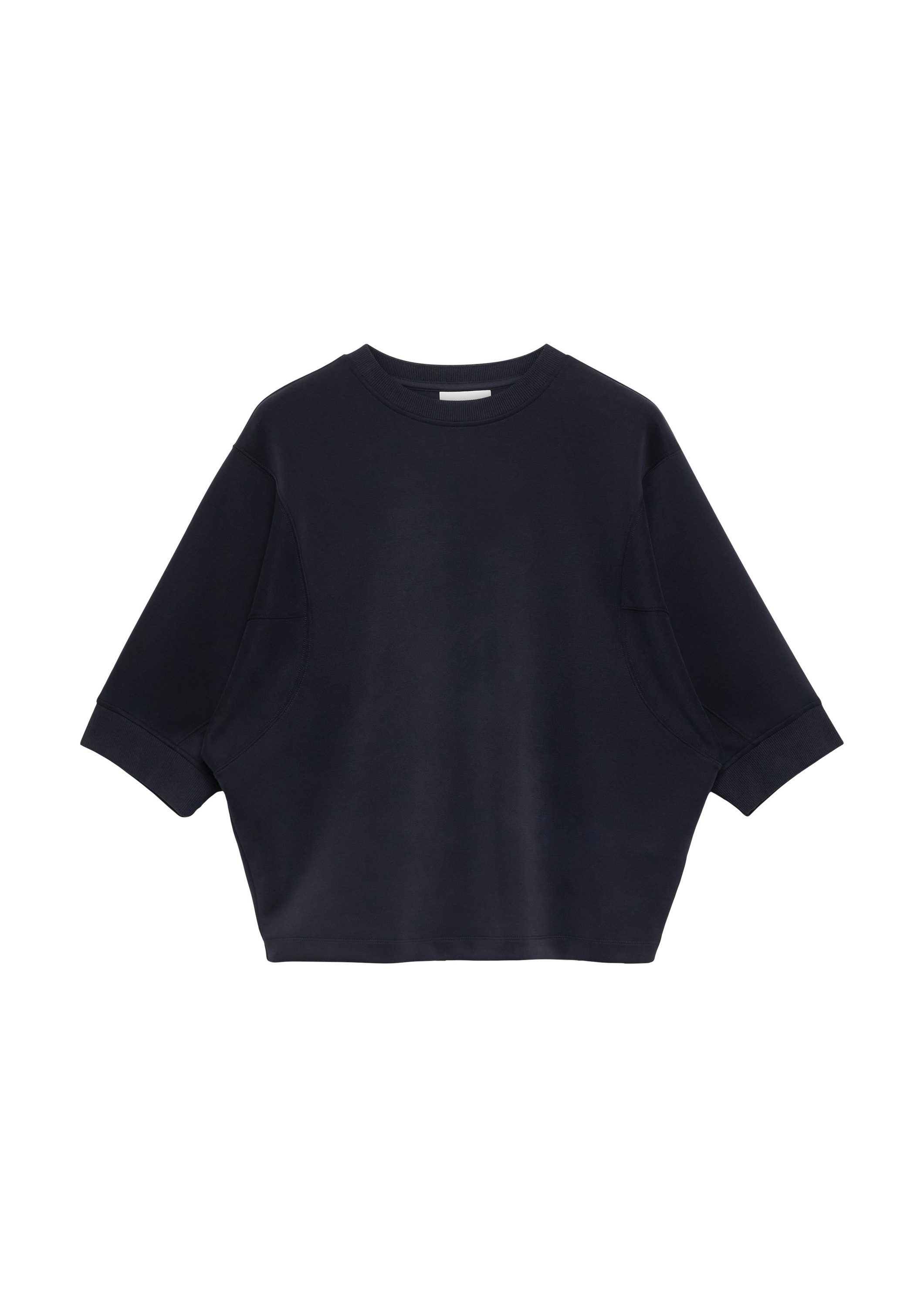 comma Sweatshirt Sweatshirt Fließendes Sweatshirt mit Fledermausärmeln und dekorativen Nahtdetails