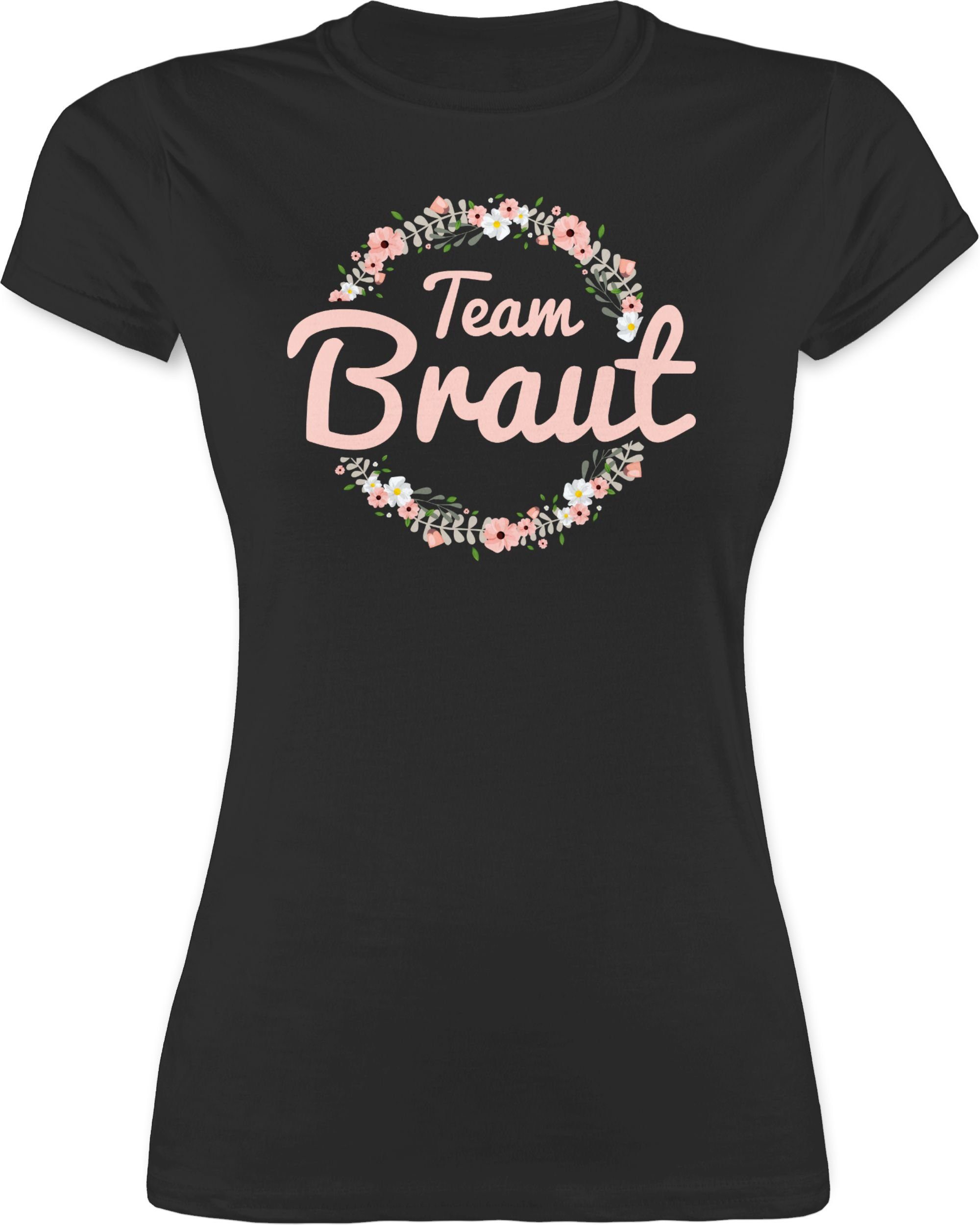Damen Shirts Shirtracer T-Shirt Team Braut Blumenkranz rosa - JGA Junggesellenabschied Frauen - Damen Premium T-Shirt (1-tlg) Ju