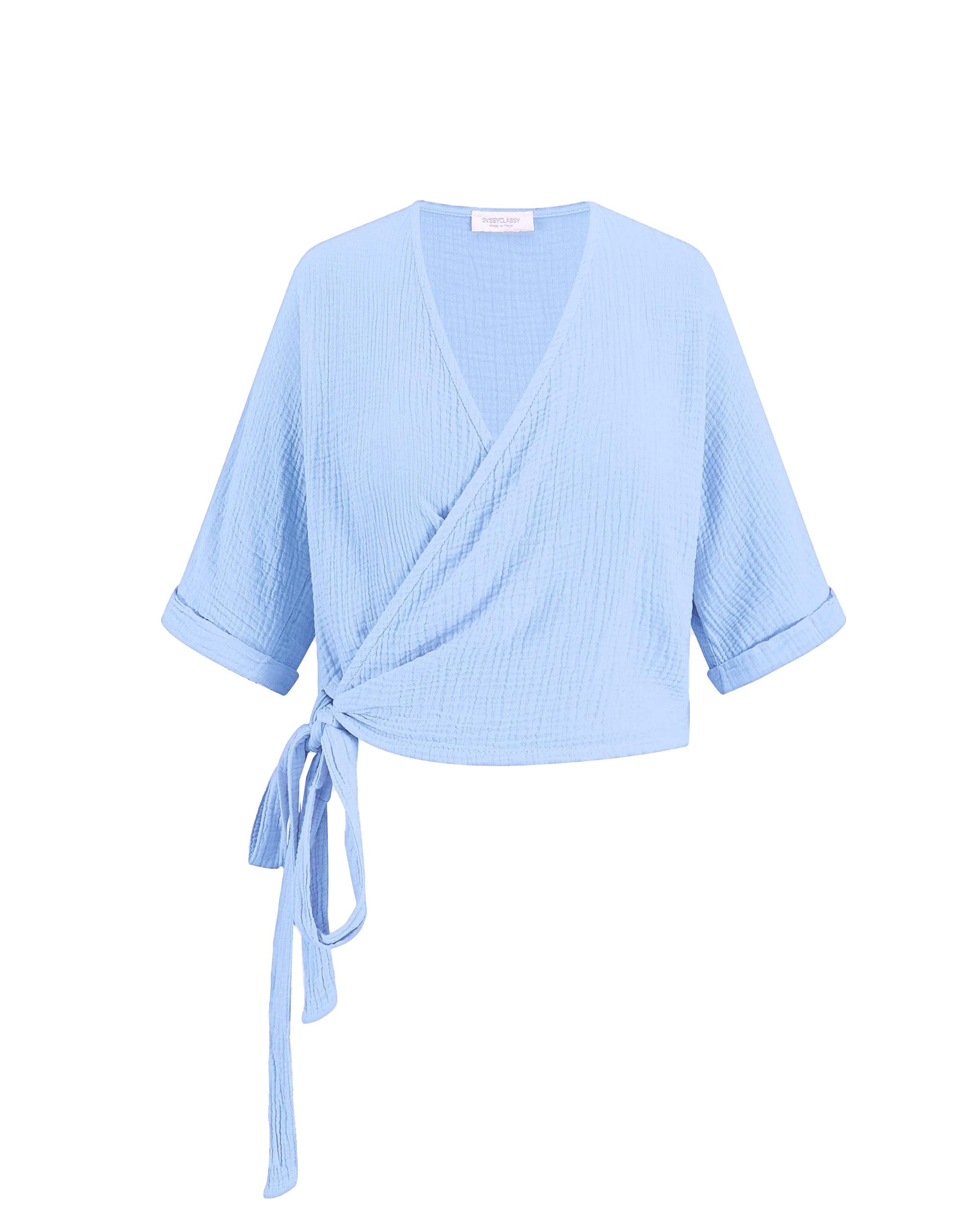 SASSYCLASSY Wickelbluse Musselin Bluse mit Bindeband und lockerer Passform günstig online kaufen