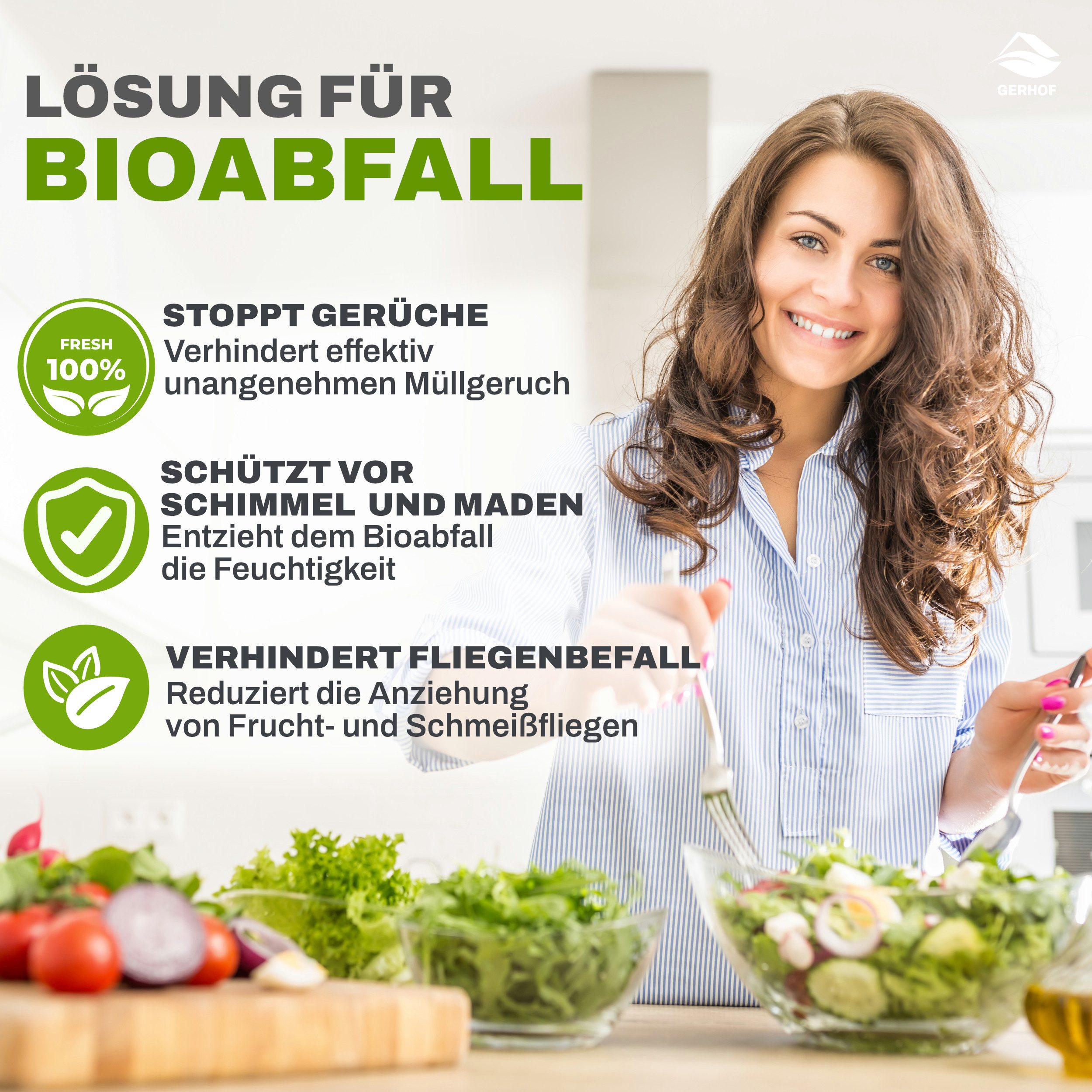 GERHOF Biotonnenpulver Biotonnen Pulver gegen Maden, Fliegen, Zitronenduft,500g Pulver, 1-St. – Bild 4 von 5
