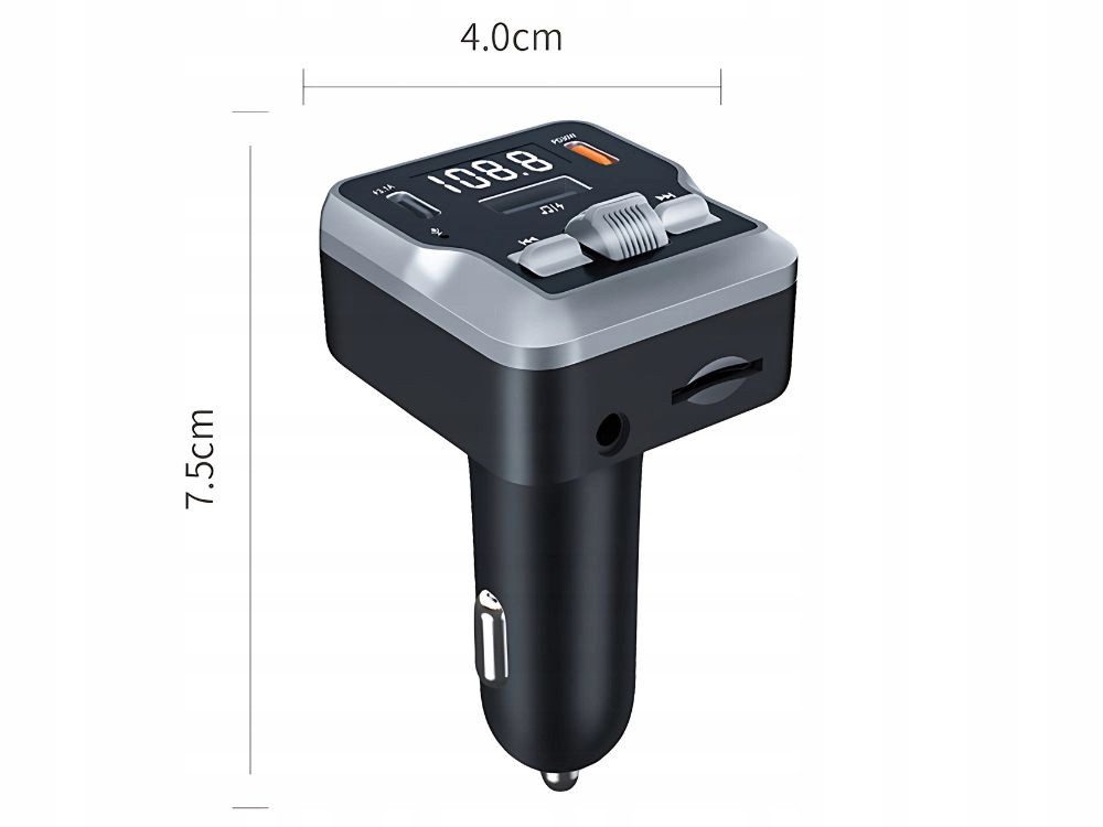 VERK GROUP FM Transmitter Bluetooth 5.3 USB-C KFZ Ladegerät 30W KFZ-Transmitter, Bluetooth 5.3, USB-C Power Delivery 30 W
