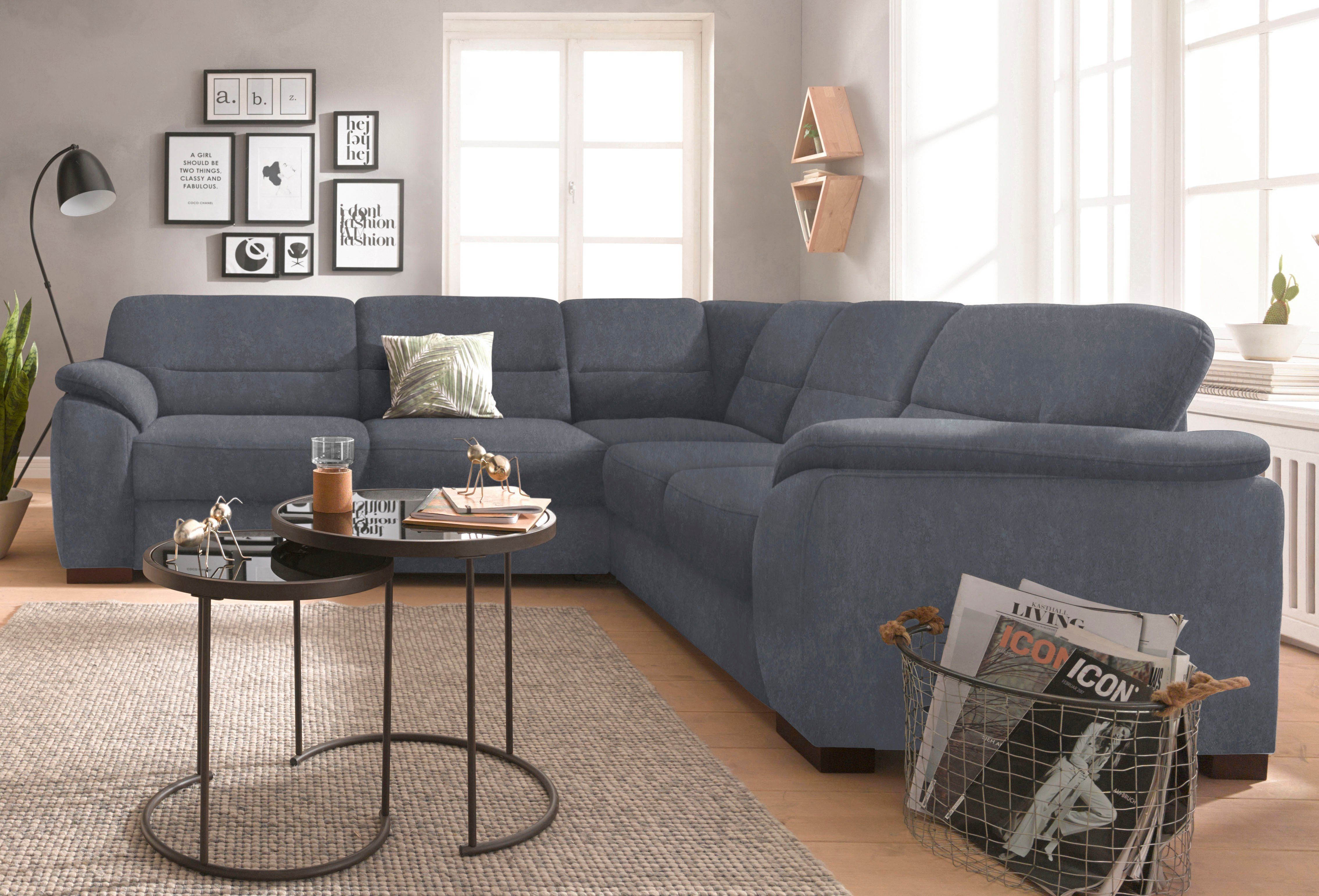 sit&more Ecksofa Montego L-Form, B: 256cm, wahlweise mit Bettfunktion und Schubkasten