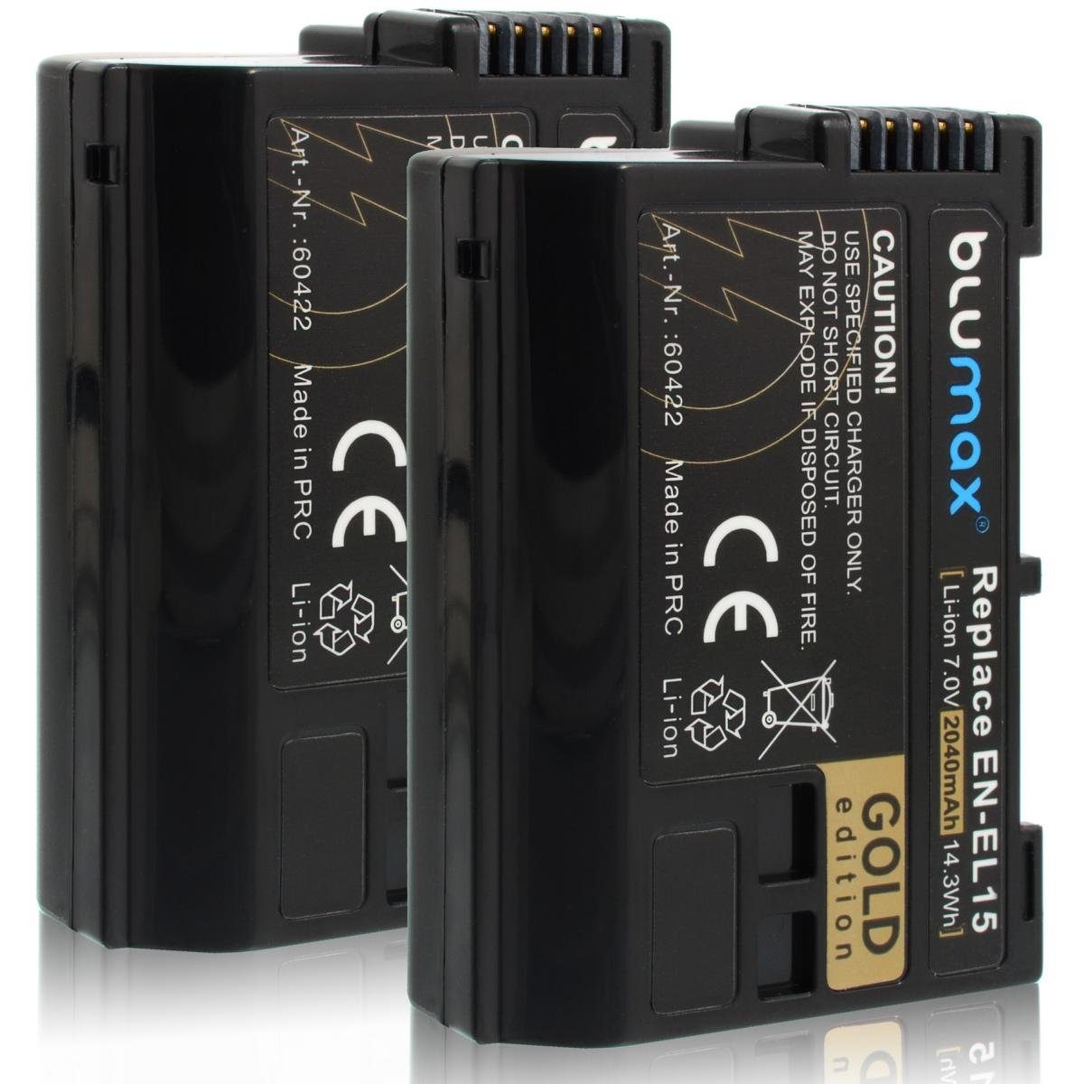 A/B/C Blumax 2040mAh Nikon Kamera-Akku für Set mit Z5 Lader EN-EL15