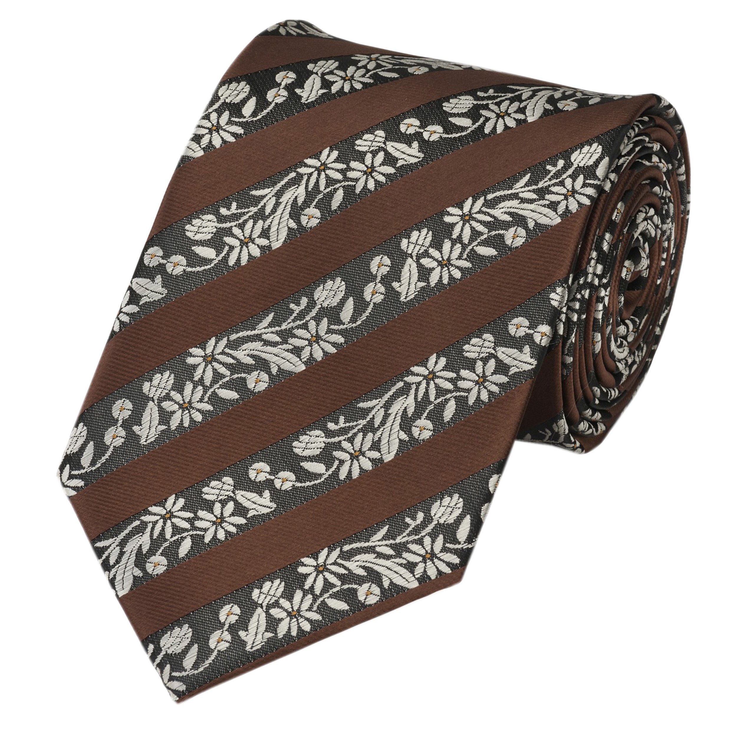 Männer (ohne - Breit 8cm Braune in Herren Bean/White Cocoa Braun Krawatte (8cm), verschiedene Farini Gemustert) Fabio Krawatte Schlips Box,