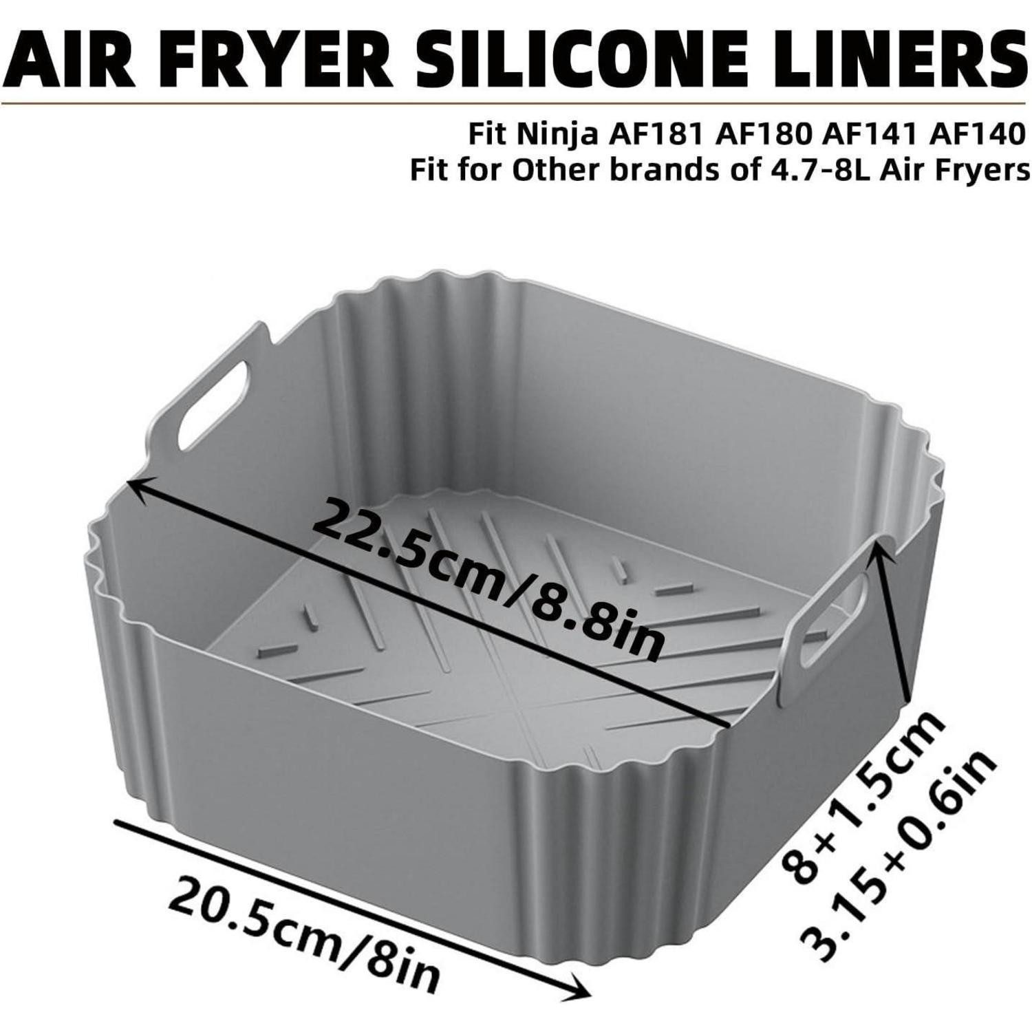 LuxusKollektion Frittiereinsatz Silikonform Airfryer Zubehör 2 Stück für 4,7–6,5 L(Grau und Schwarz)