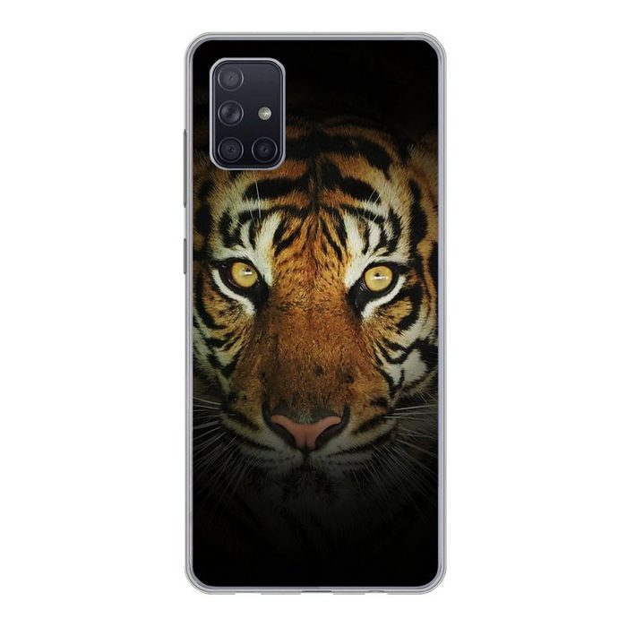 MuchoWow Handyhülle Tiger - Licht - Augen Phone Case Handyhülle Samsung Galaxy A71 Silikon Schutzhülle