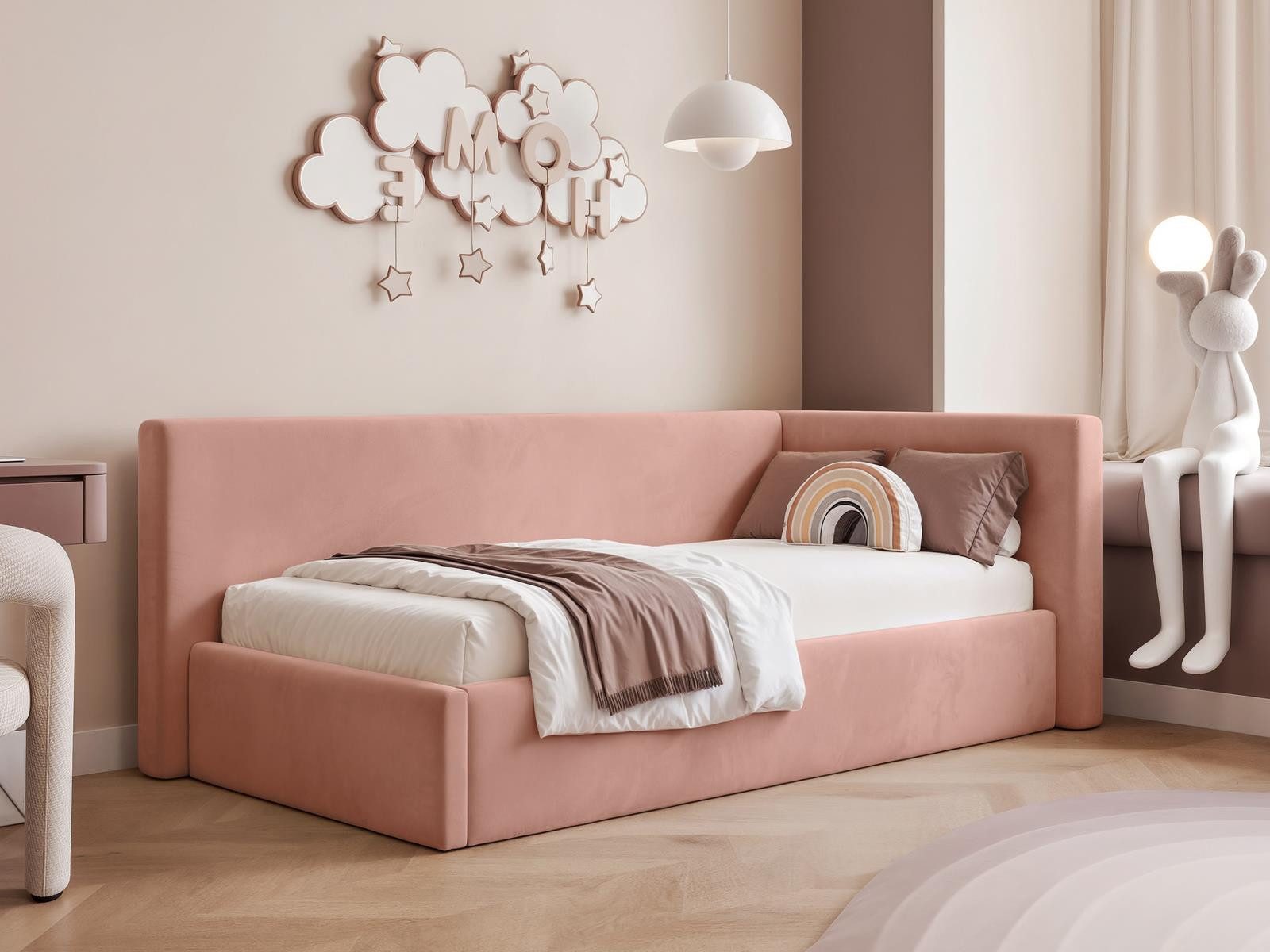 Compleo Kinderbett Boxspringbett, klassisches Design, 80/90/100/120x200 (Jugendbett mit Bettkasten), MADE IN EU, Ohne Matratze