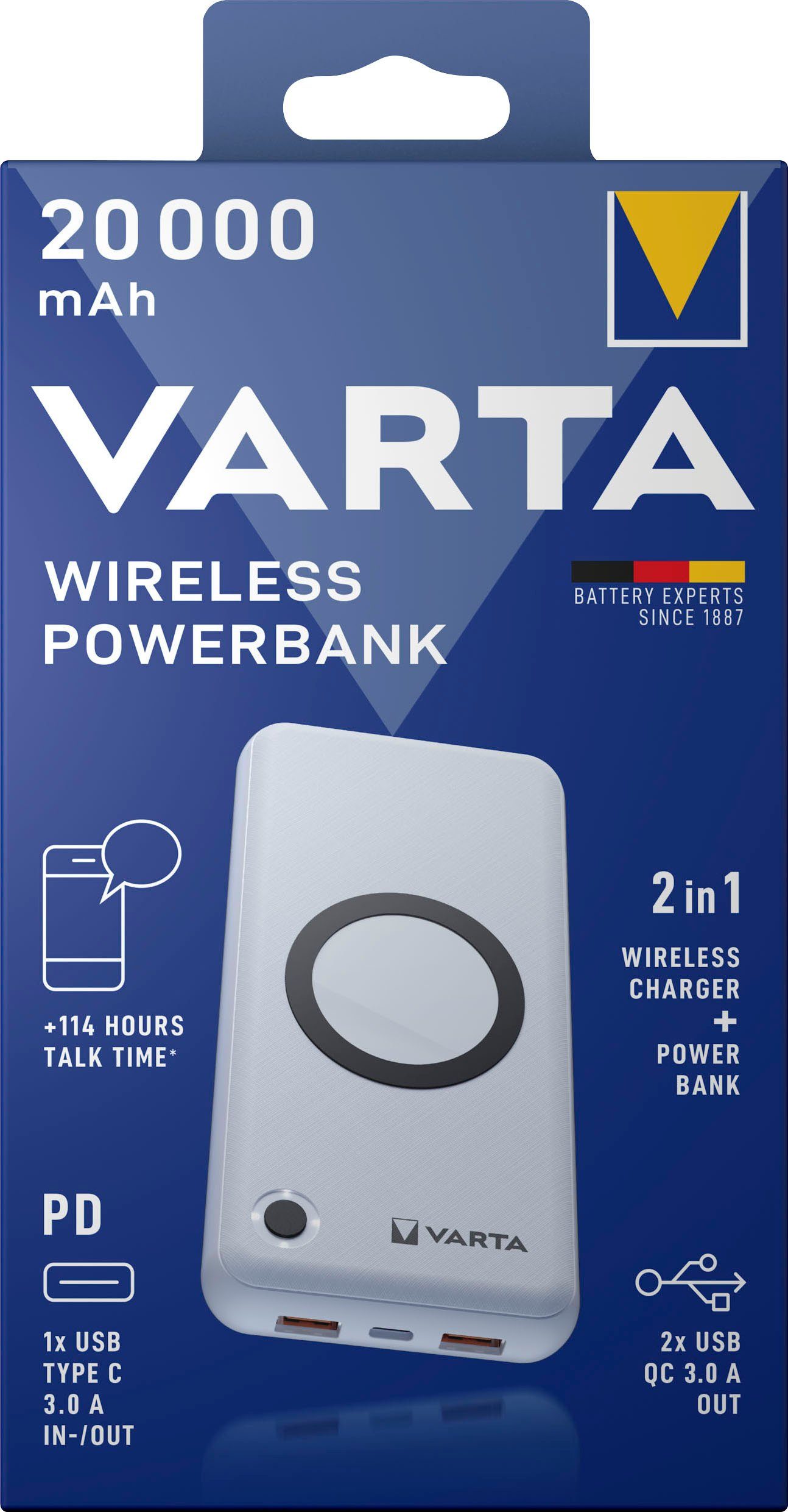 VARTA Varta 57909 Powerbank 20000 mAh Pass-Through Charging, Quick Charge 3. Powerbank 20000 mAh