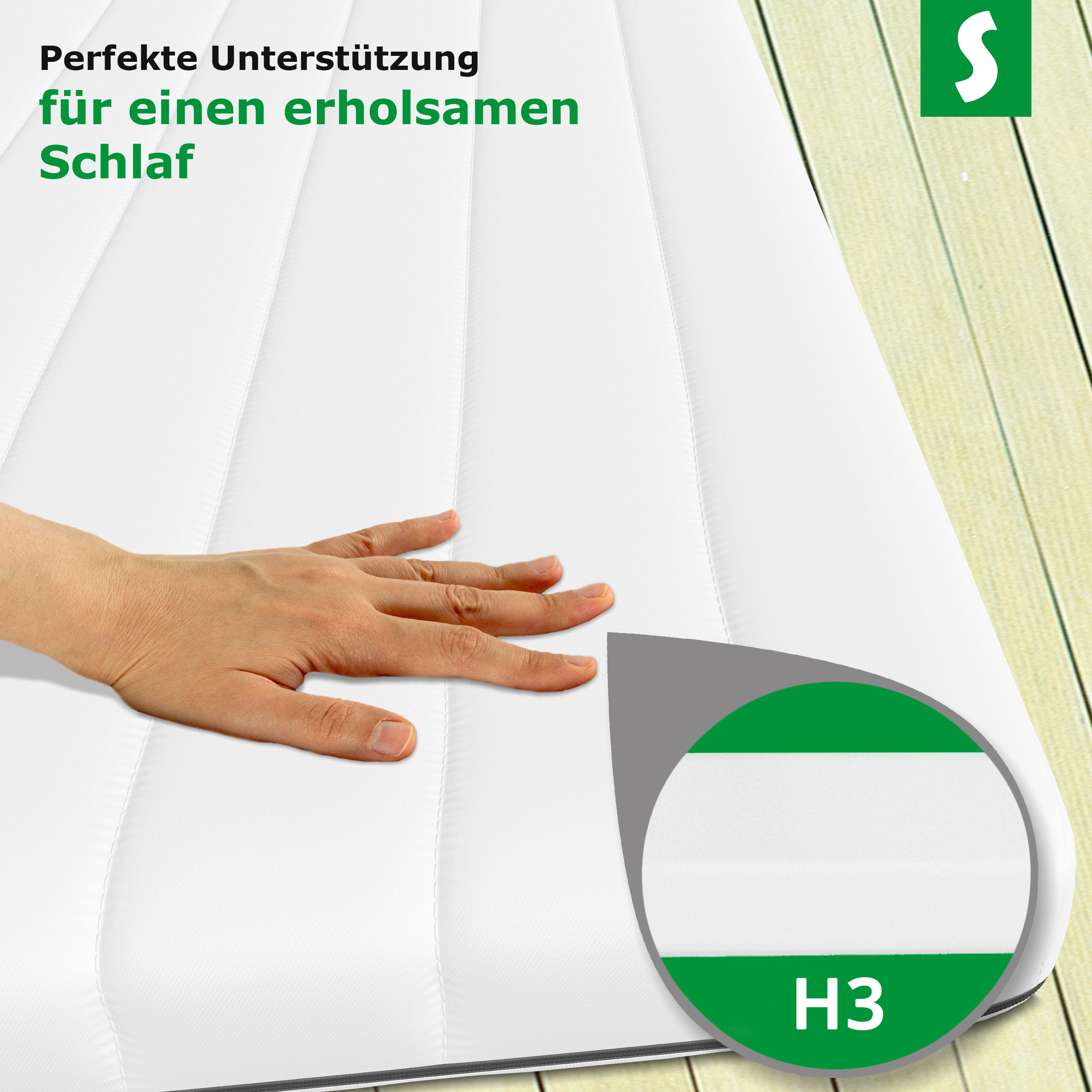 Kaltschaummatratze mit Härtegrad H3, OEKO-TEX® Standard 100 Zertifikatsnummer 13.0.33723, Schlaftroll, 5 cm hoch, verfügbar in 90x200 cm, 140 x 200 cm, 180x200  – Bild 4 von 5