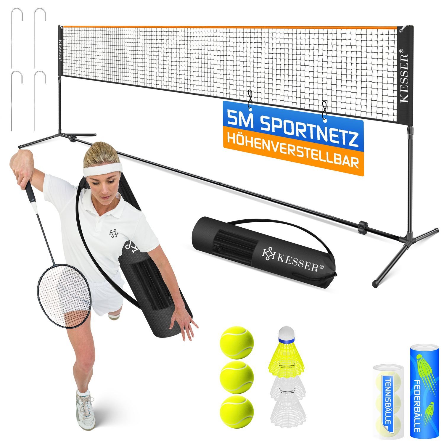 KESSER Badmintonnetz, Badmintonnetz, Tennisnetz 300cm 400cm 500 cm Federball