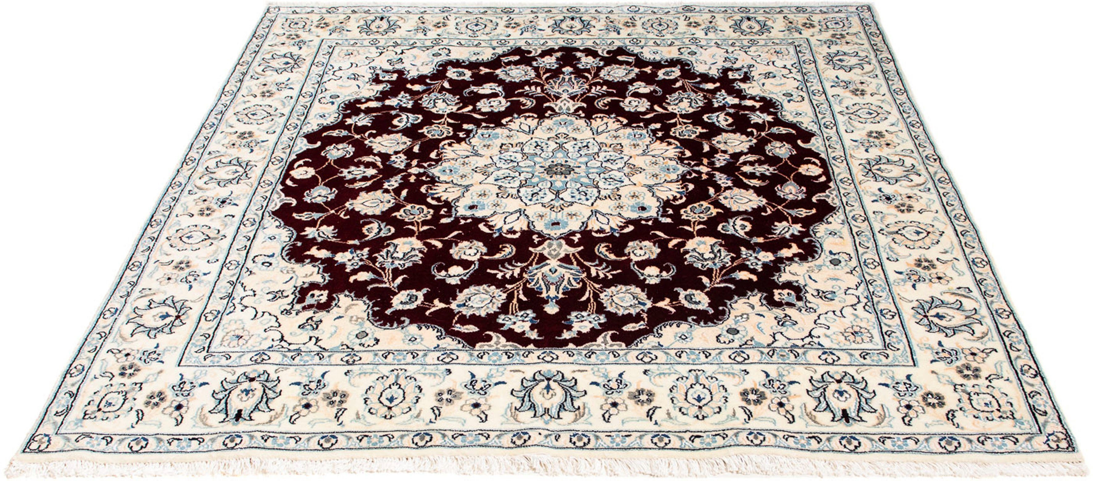 Orientteppich Perser - Nain - Royal quadratisch - 156 x 143 cm - dunkelrot, morgenland, quadratisch, Höhe: 10 mm, Wohnzimmer, Handgeknüpft, Einzelstück mit Zertifikat