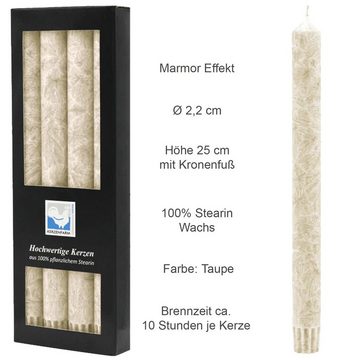 Kerzenfarm Hahn Tafelkerze 8er Set (2x4) Hahn Stearin-Stabkerze, Ø 2,5 x 22 cm, taupe