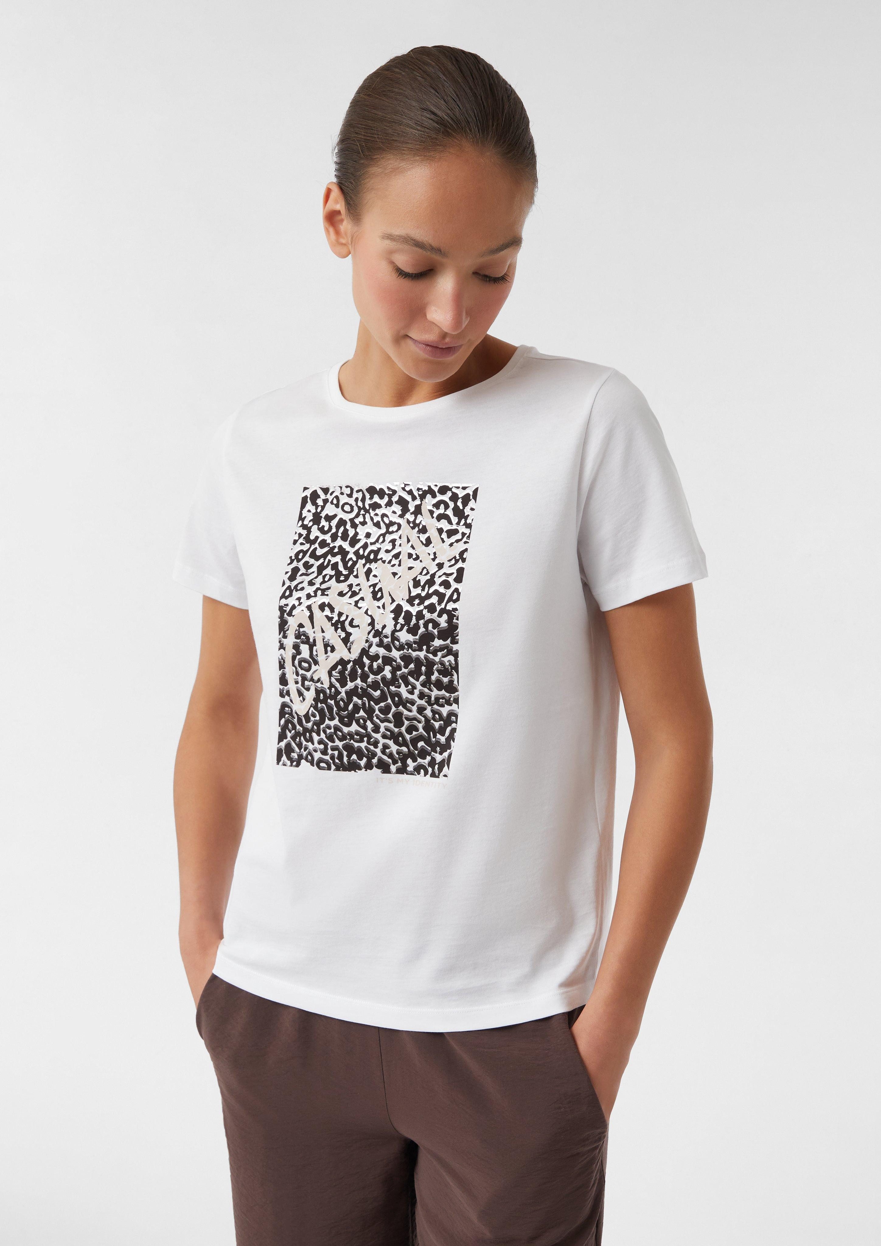 Kurzarmshirt T-Shirt aus Baumwolle mit Frontprint