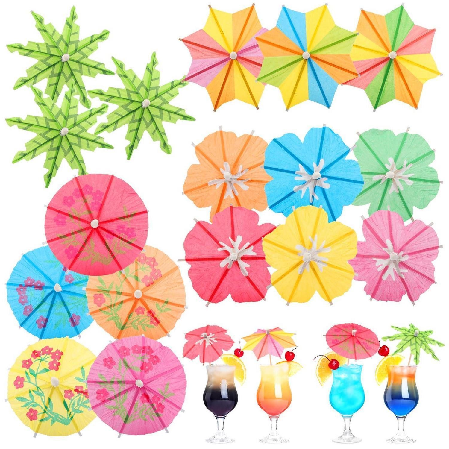 LuxusKollektion Partyspieße Cocktailschirmchen 70er Set Papier bunt 4 Designs