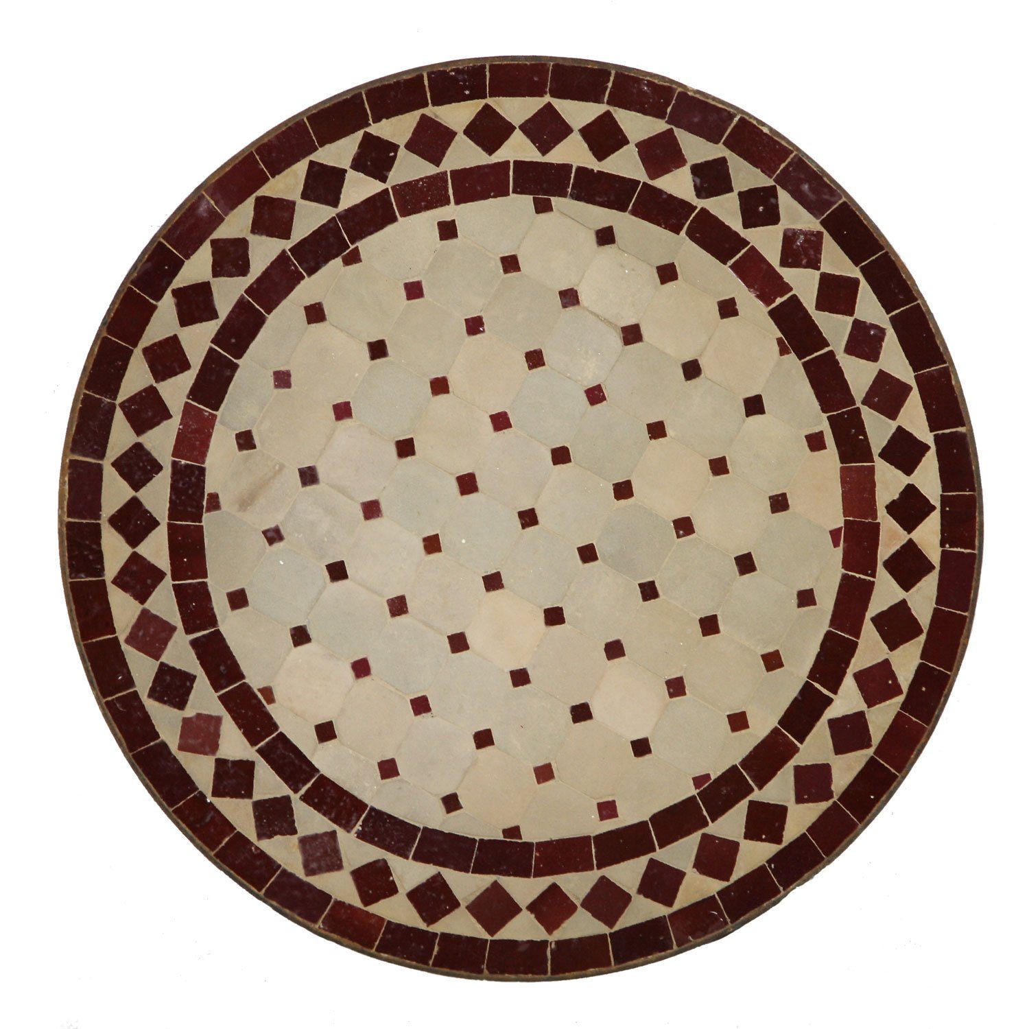 Casa Moro Beistelltisch Marokkanischer Mosaik-Beistelltisch Ø 45 cm rund Bordeaux Terrakotta (Bistrotisch kleiner Gartentisch Balkontisch), Mosaiktisch mit Gestell Höhe 50 cm Marokko, MT2993