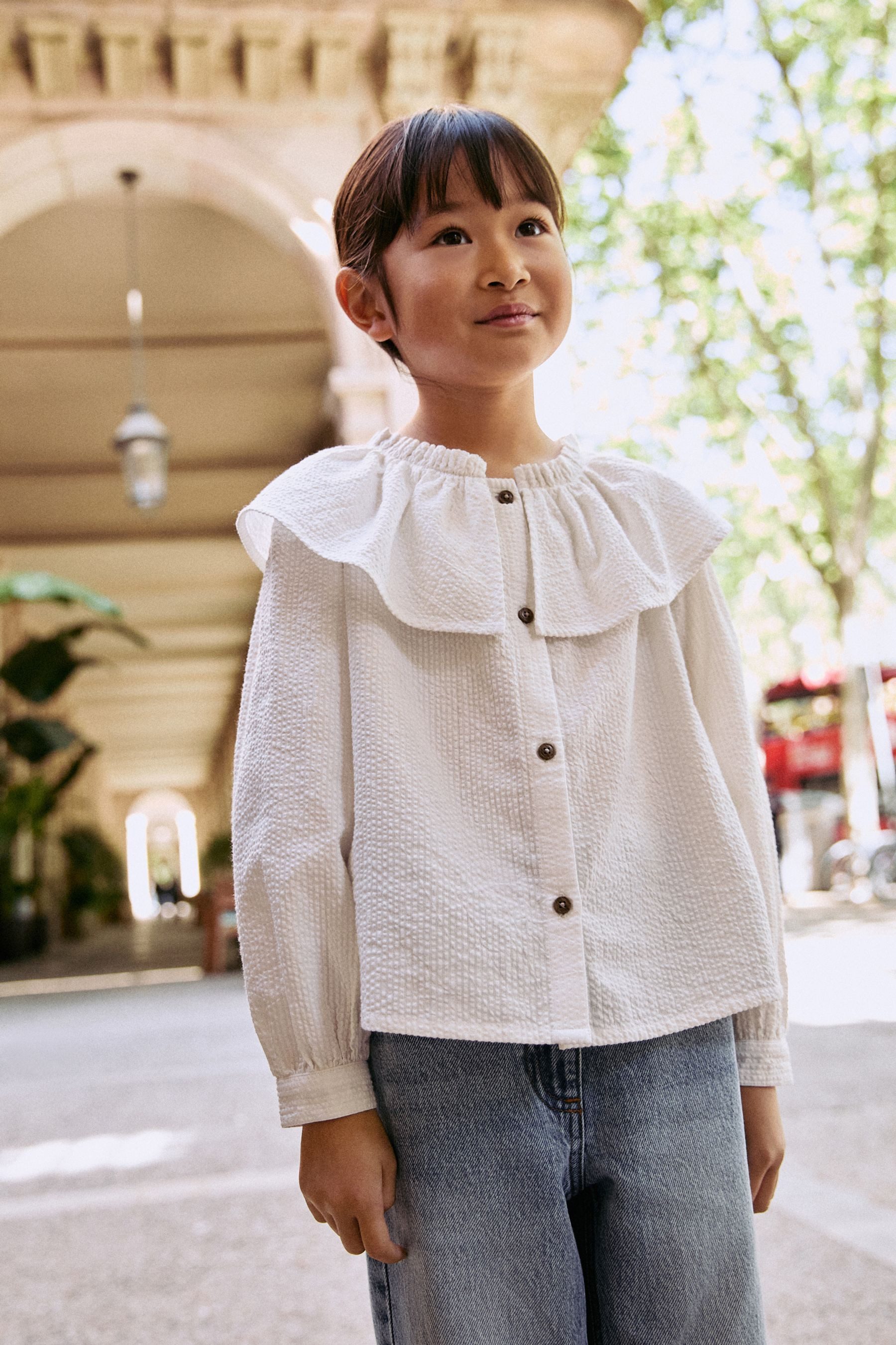 Rüschenbluse Bluse mit Rüschenkragen