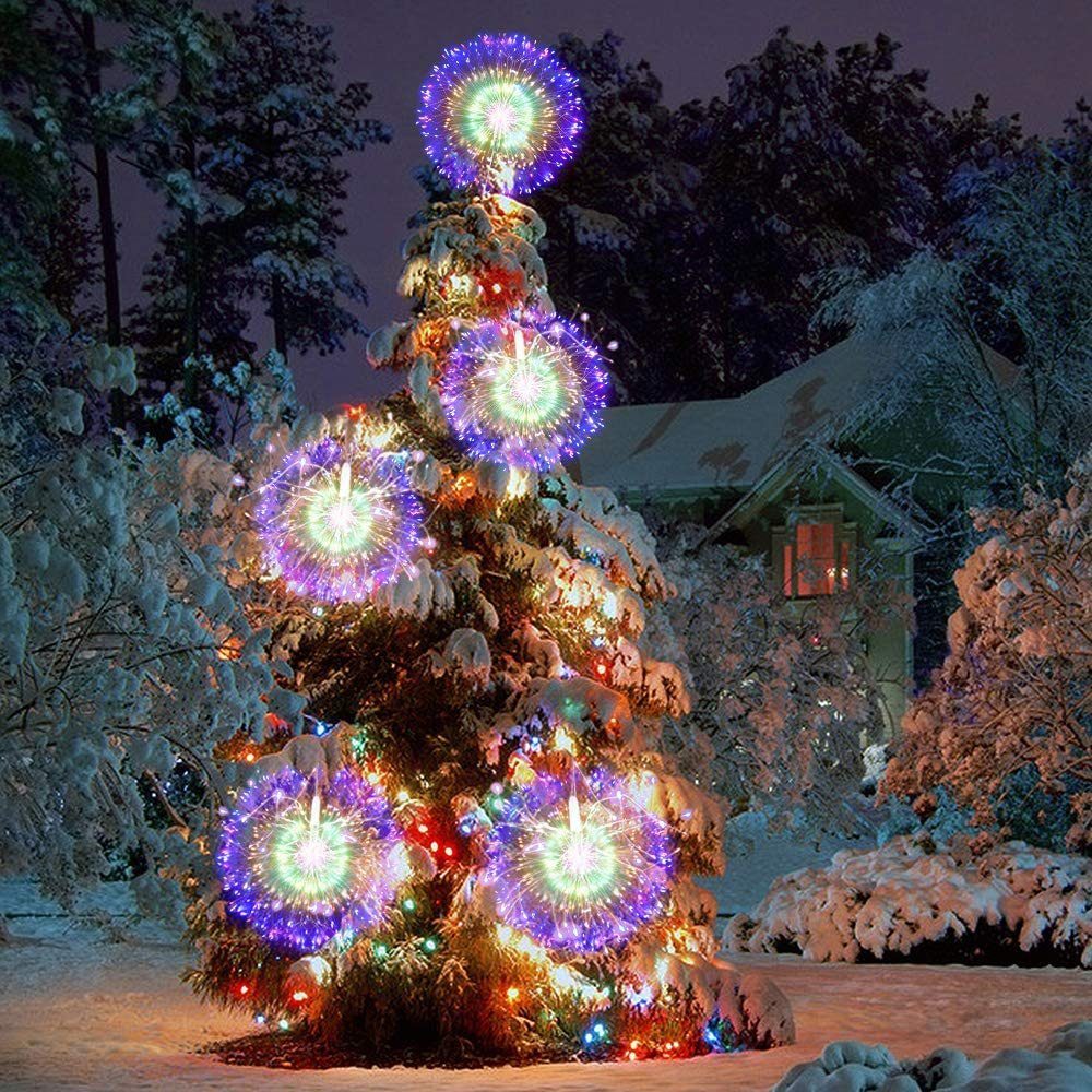 Lichter,8 mit LED-Lichterkette Außen Starburst, Modi, Innen LED Party Feuerwerk für Fernbedienung, Hängende 200 Mehrfarbig Sunicol Wasserdicht Batterie, Weihnachtsdeko