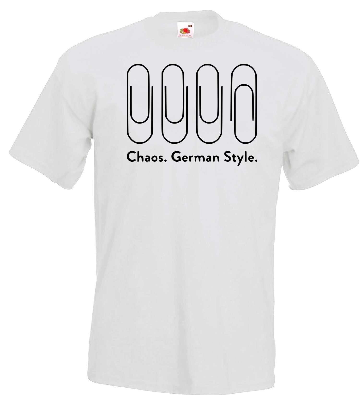 Youth Designz T-Shirt Chaos German Style Herren T-Shirt mit lustigen Frontprint Weiß