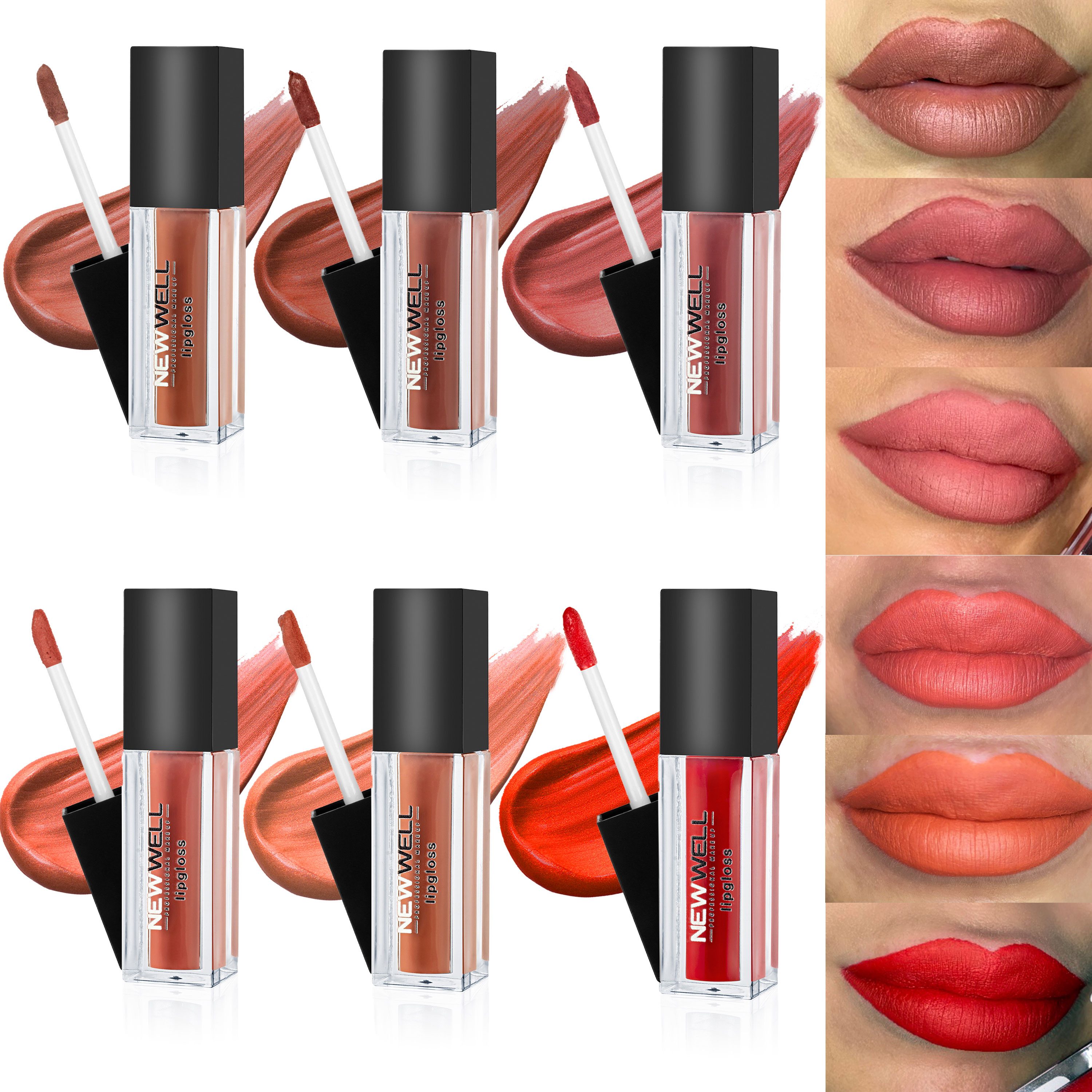 Newwell Lipgloss Lipgloss flüssig Matt 24 Stunden Halt, Pflegt und schütz gleichzeitig die Lippen