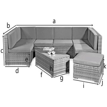 Gartenlounge-Set Sitzgruppe Gartenlounge Sitzgarnitur Set aus Polyrattan in Schwarz, Grau oder Braun XXL Lounge Gartenmöbel, (Set, 8-tlg), Kissen inkl. Reißverschluss, daher abnehm- und waschbar