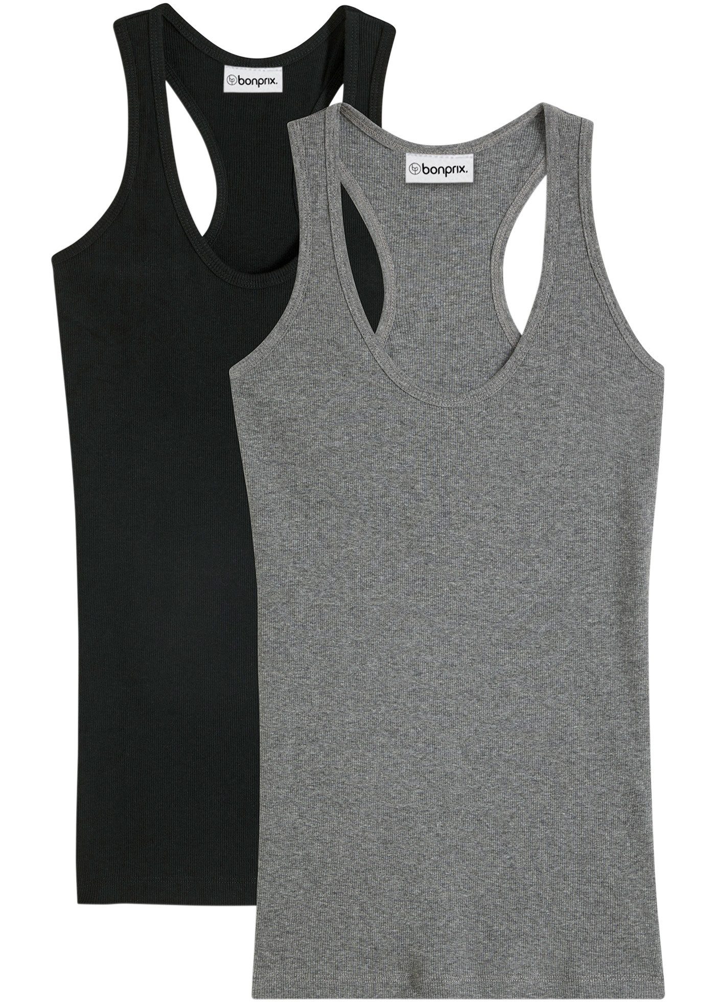 bonprix Tanktop (Packung, 2-tlg) Ringerrücken, Ripp-Qualität