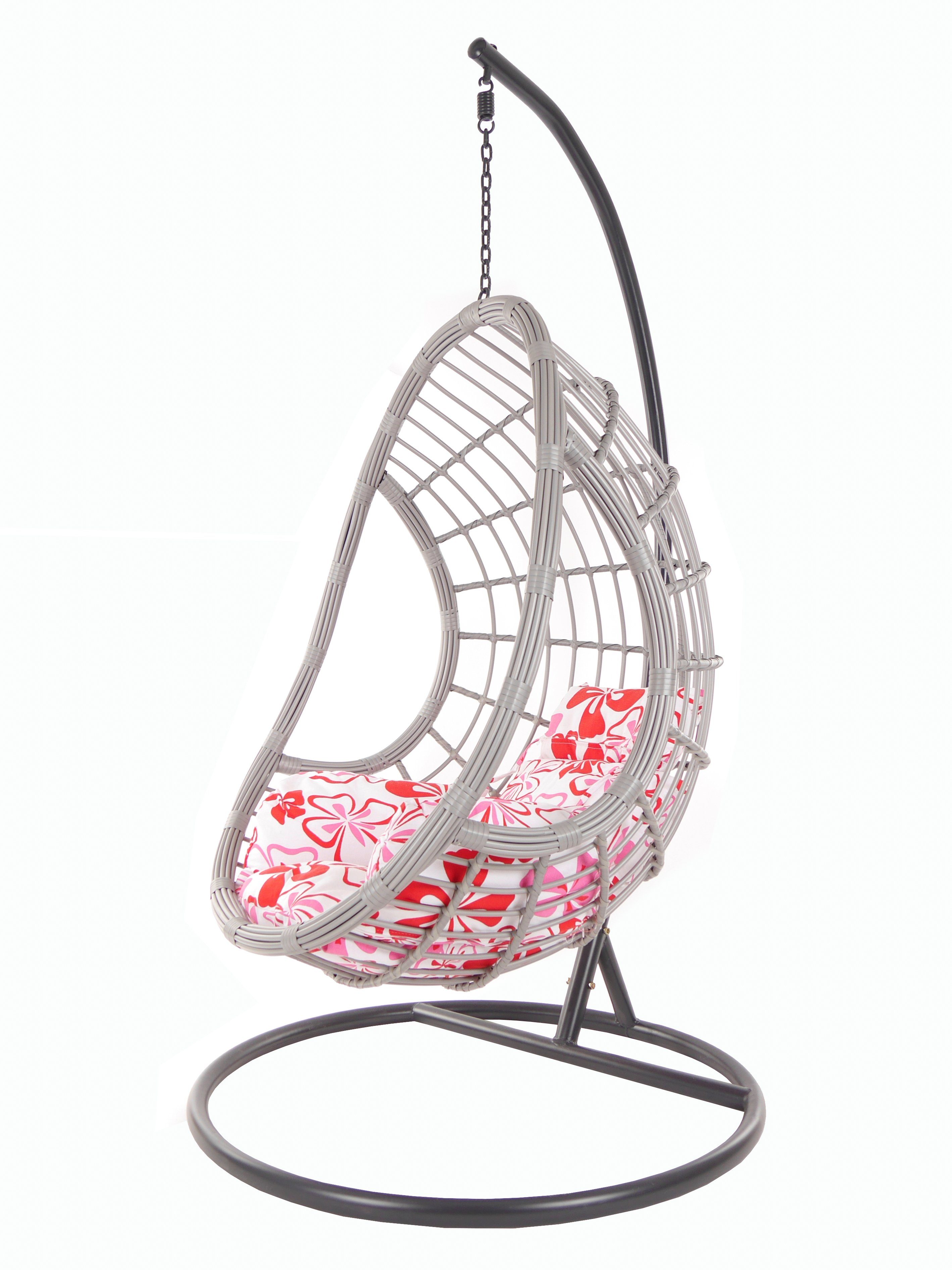 sweet Swing lightgrey, Chair, Loungemöbel, (1333 Kissen blumenmuster Gestell Hängesessel PALMANOVA KIDEO Hängesessel flower mit und love)