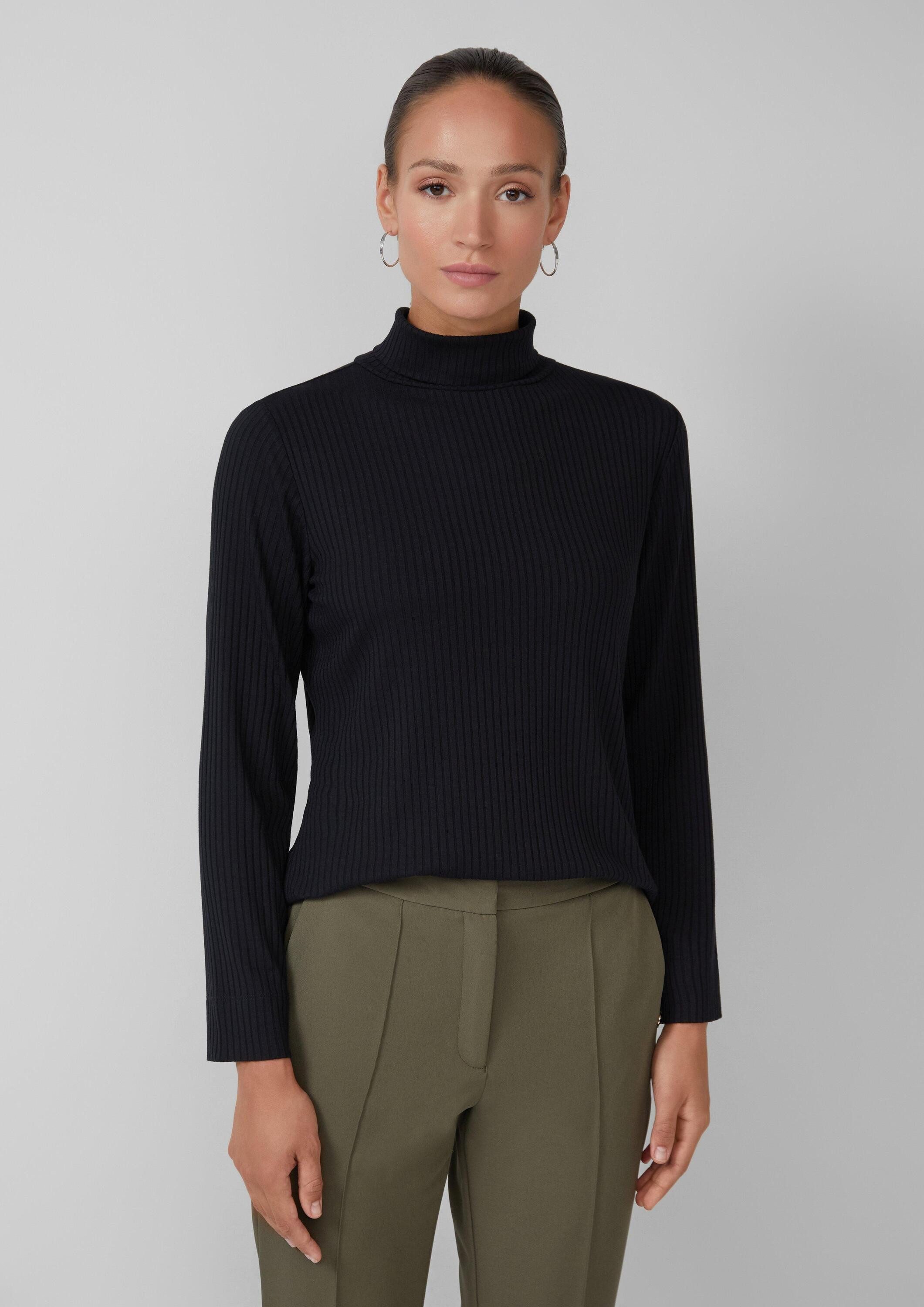 s.Oliver Langarmshirt T-Shirt Gerippter Rollkragenpullover im Slim Fit günstig online kaufen