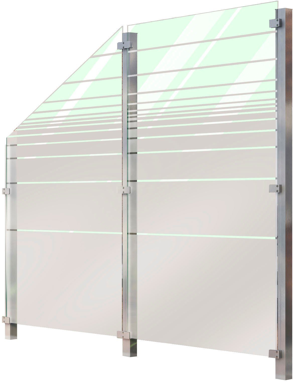 STAKET PRO Zaun, (Set), Glaszaun, Gesamtlänge: 1,21 m, 3 Pfosten