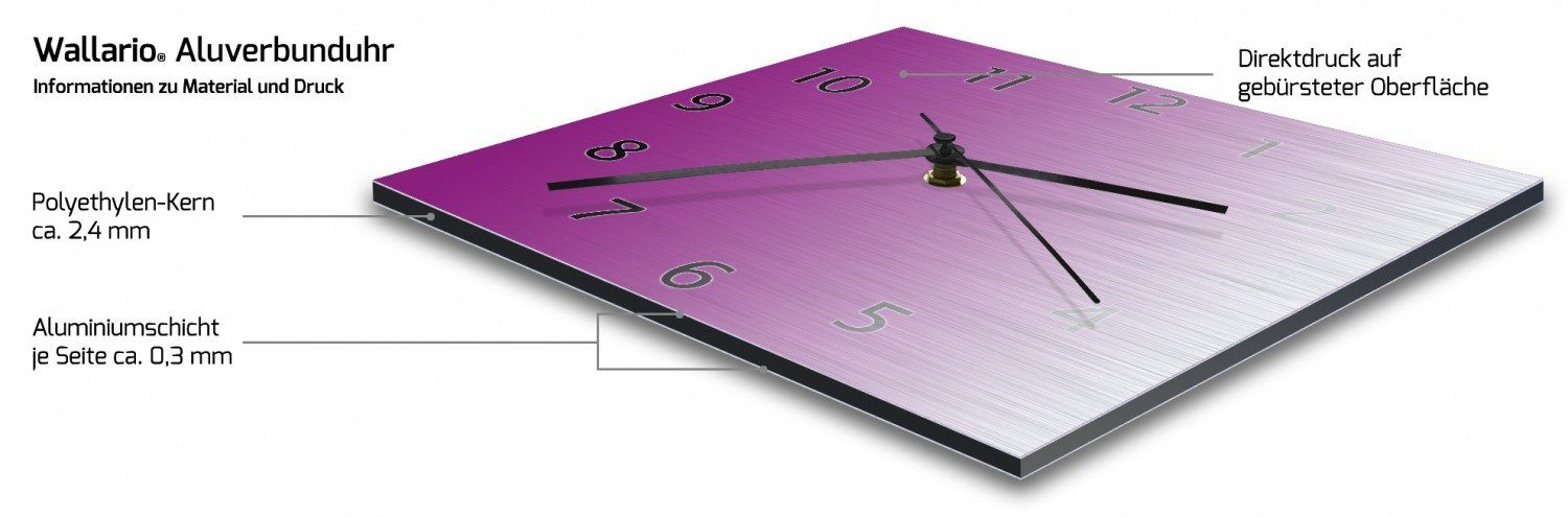 Wallario Wanduhr Lila (Aluverbunduhr)