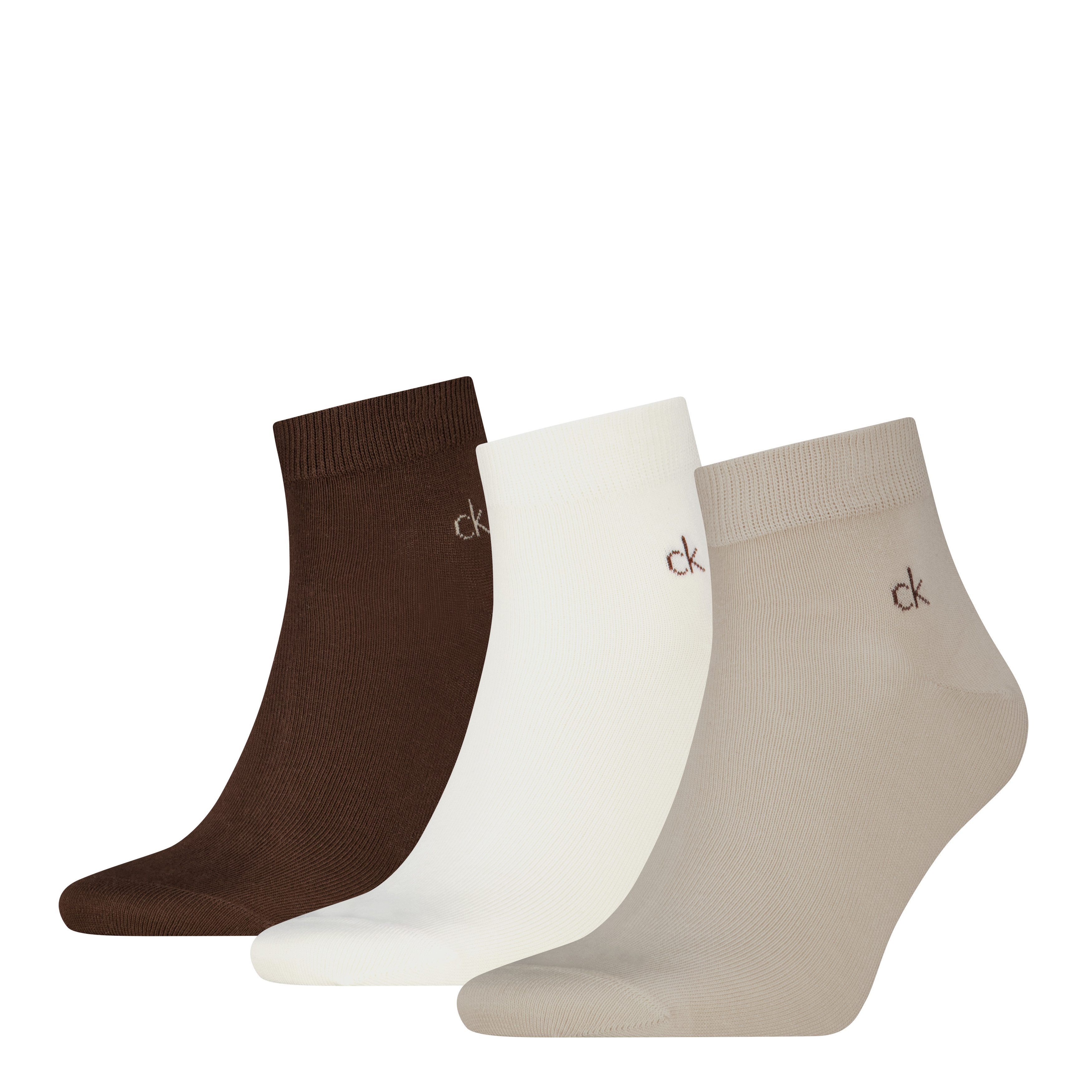 Calvin Klein Kurzsocken CK MEN QUARTER (3 Paar) Rippenbündchen, Cotton-Mix, günstig online kaufen