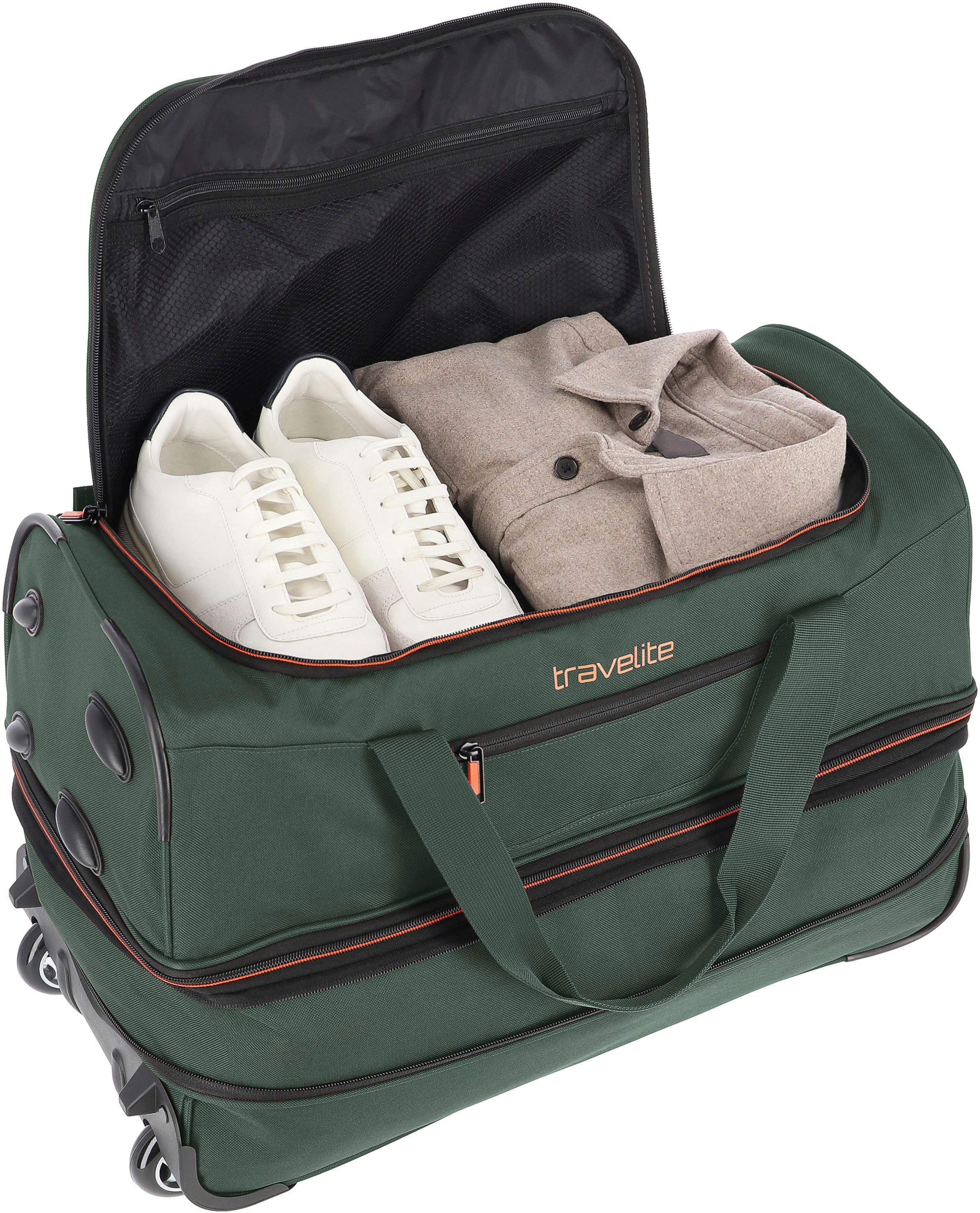travelite Reisetasche BASICS, verschiedene Größen und Farben, Duffle Bag Reisegepäck Sporttasche Reisebag mit Trolleyfunktion