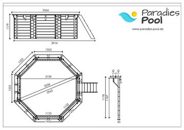 Paradies Pool Pool, Holzpool Kalea 354x118cm, Folie grau 0,8mm