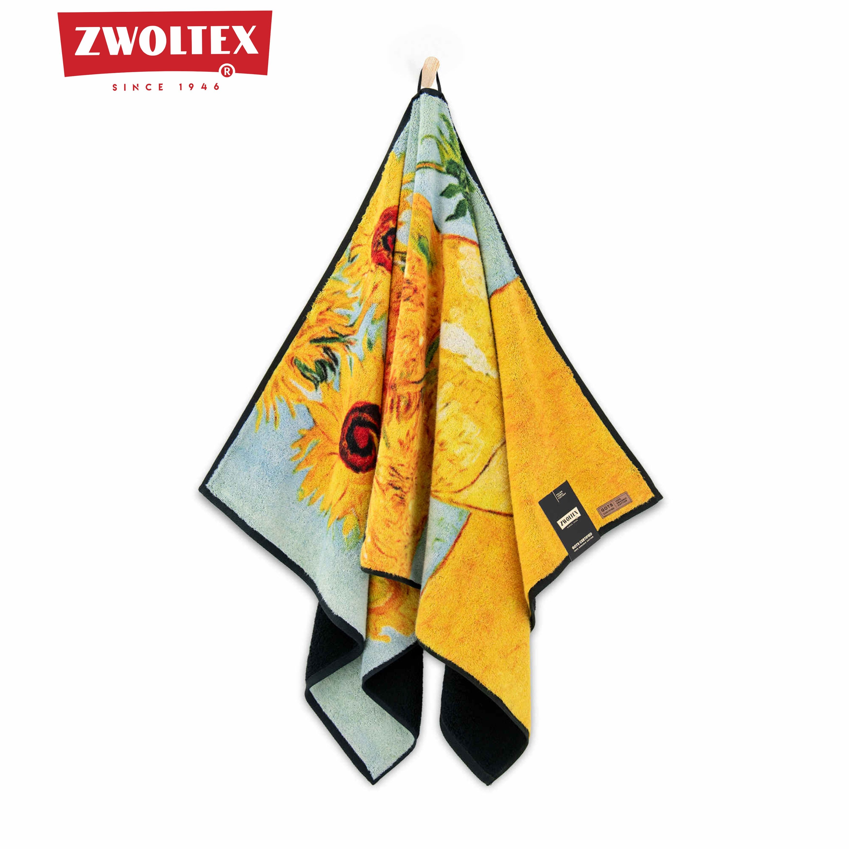 Zwoltex Handtücher Van Gogh Sonnenblumen Gästehandtuch Set 600 g/m² Baumwolle, (50x100 cm 60° waschbar OEKO-TEX 100% GOTS Baumwolle Trockner), Van Gogh Motiv sa – Bild 3 von 5