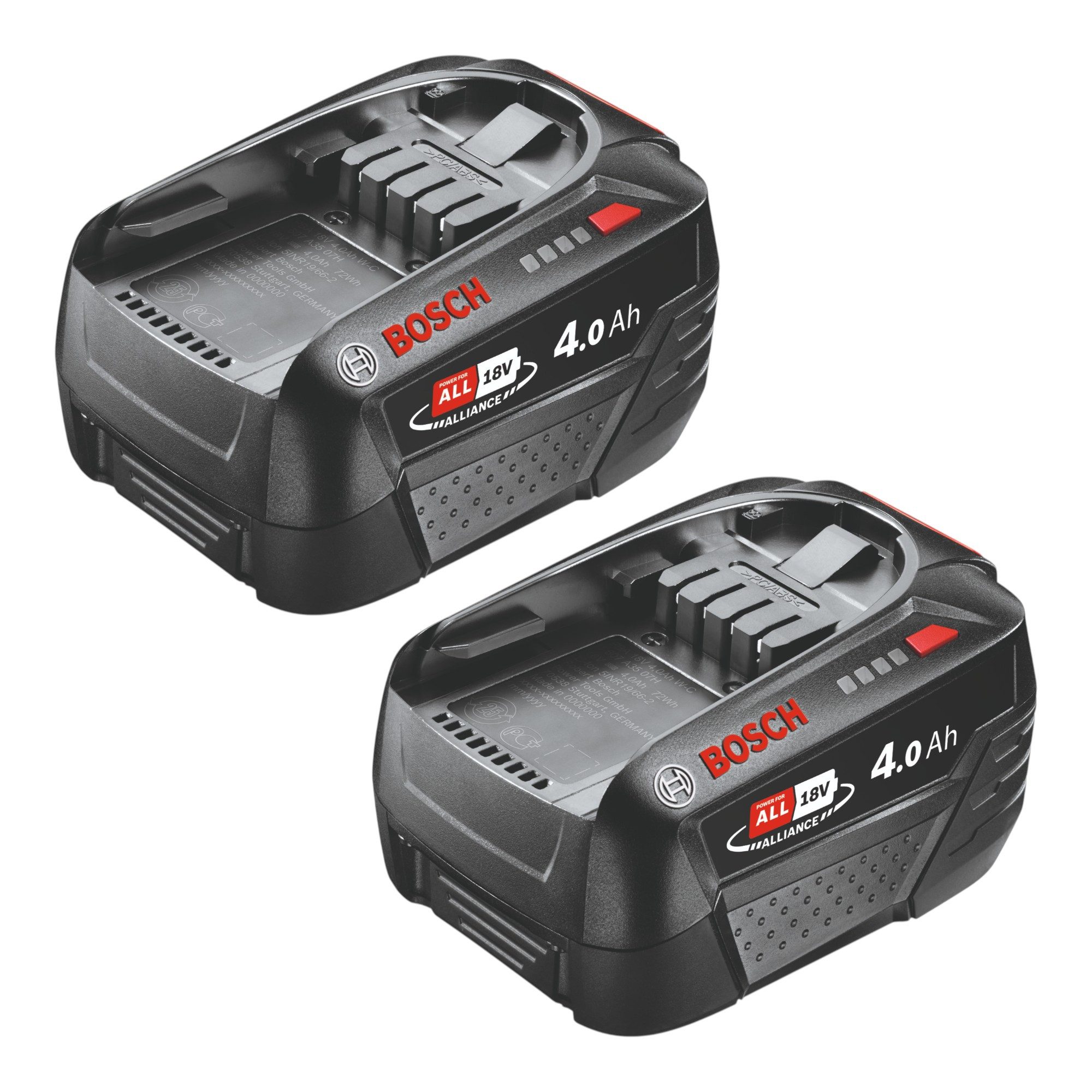 BOSCH 2x PBA 18V 4.0Ah W-C Akku 18 V 4,0 Ah POWER FOR ALL (2x 1600A011T8) Akkupacks