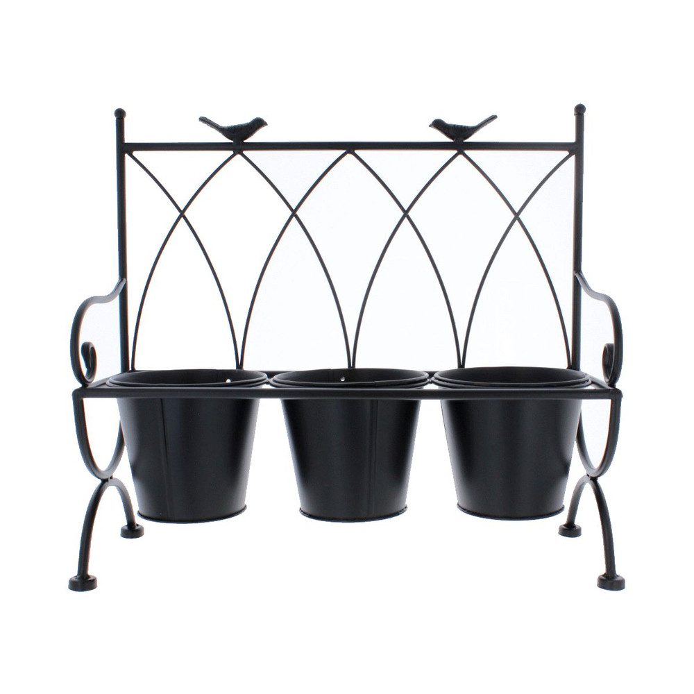 MICA Blumentopf Pflanztöpfe in Bank schwarz - ca. 42,5 x 16 x 39 cm