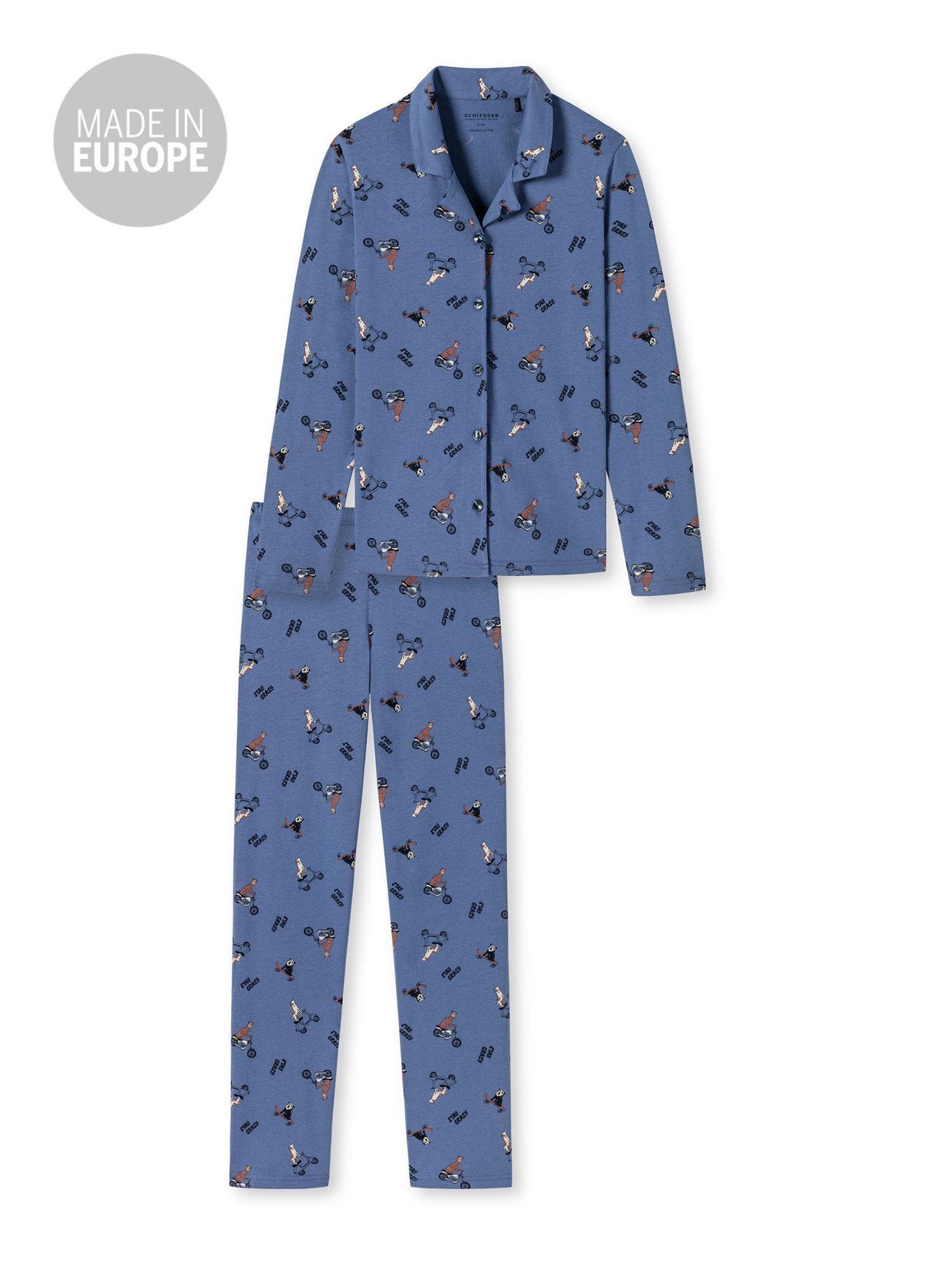 Schiesser Pyjama Animals blau