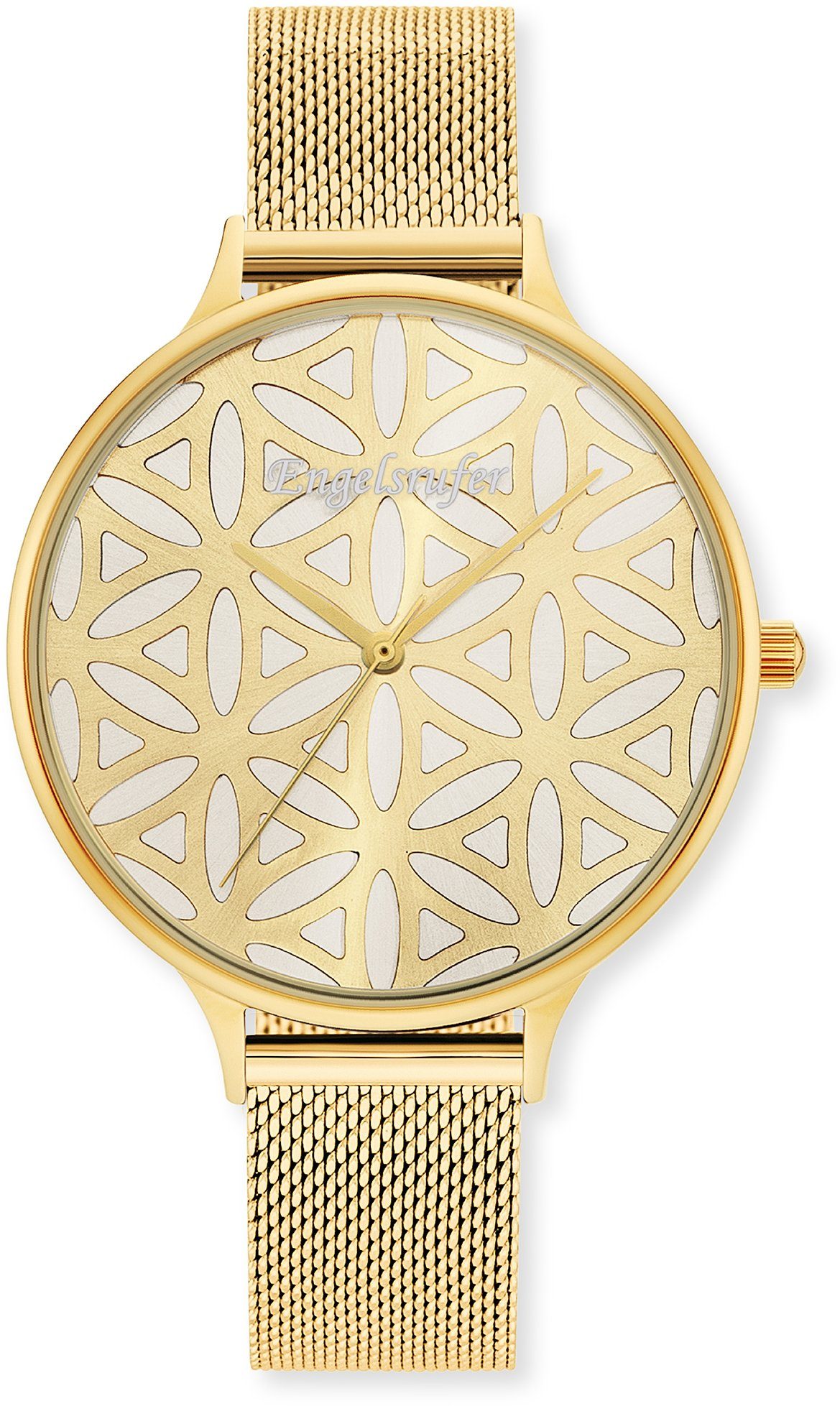 Engelsrufer Quarzuhr Lebensblume ERWA-LIFL-MG-MG, Armbanduhr, Damenuhr, Edelstahlarmband, analog