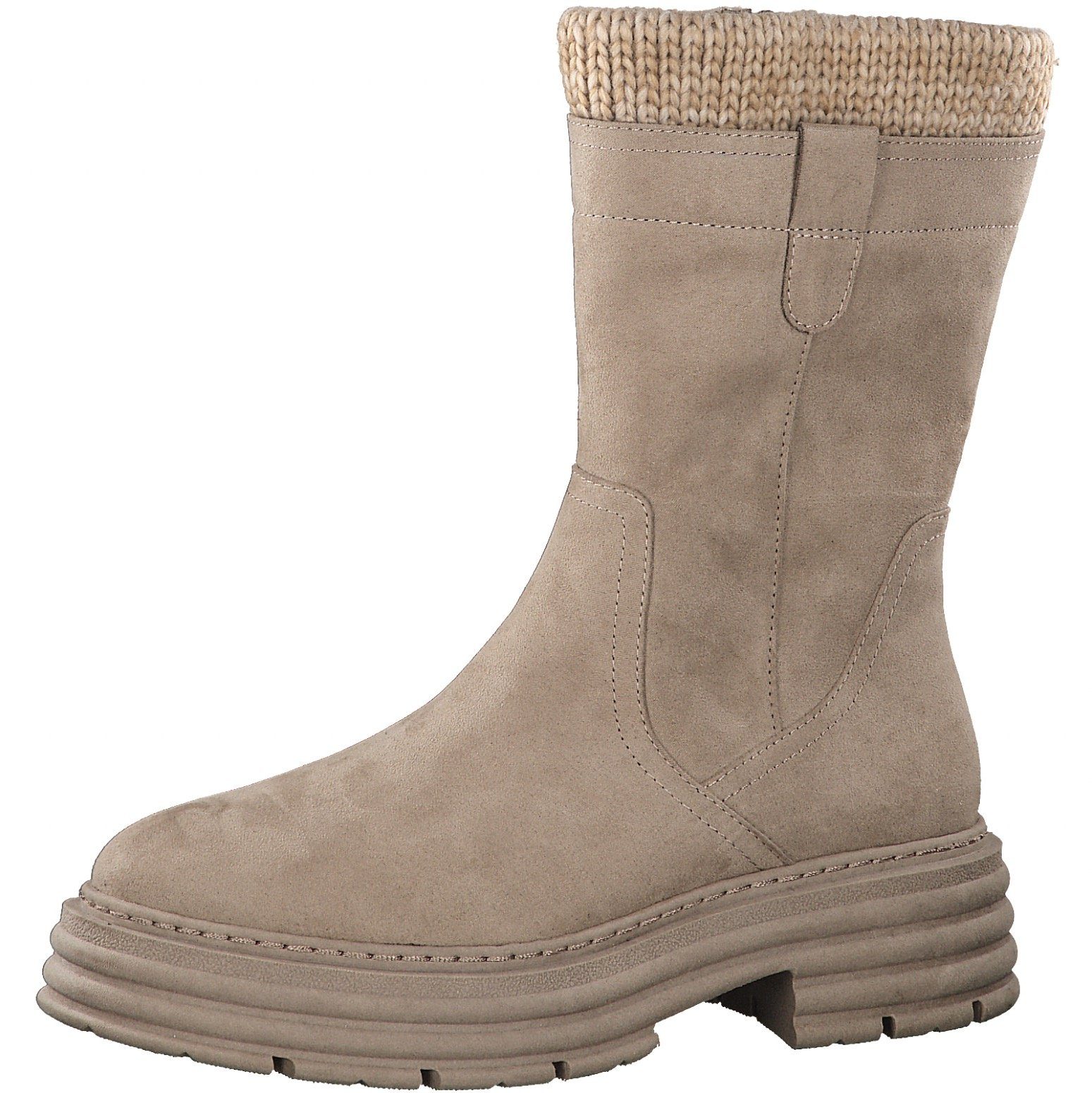 MARCO TOZZI Stiefel mit Strickbesatz am Schaftrand beige