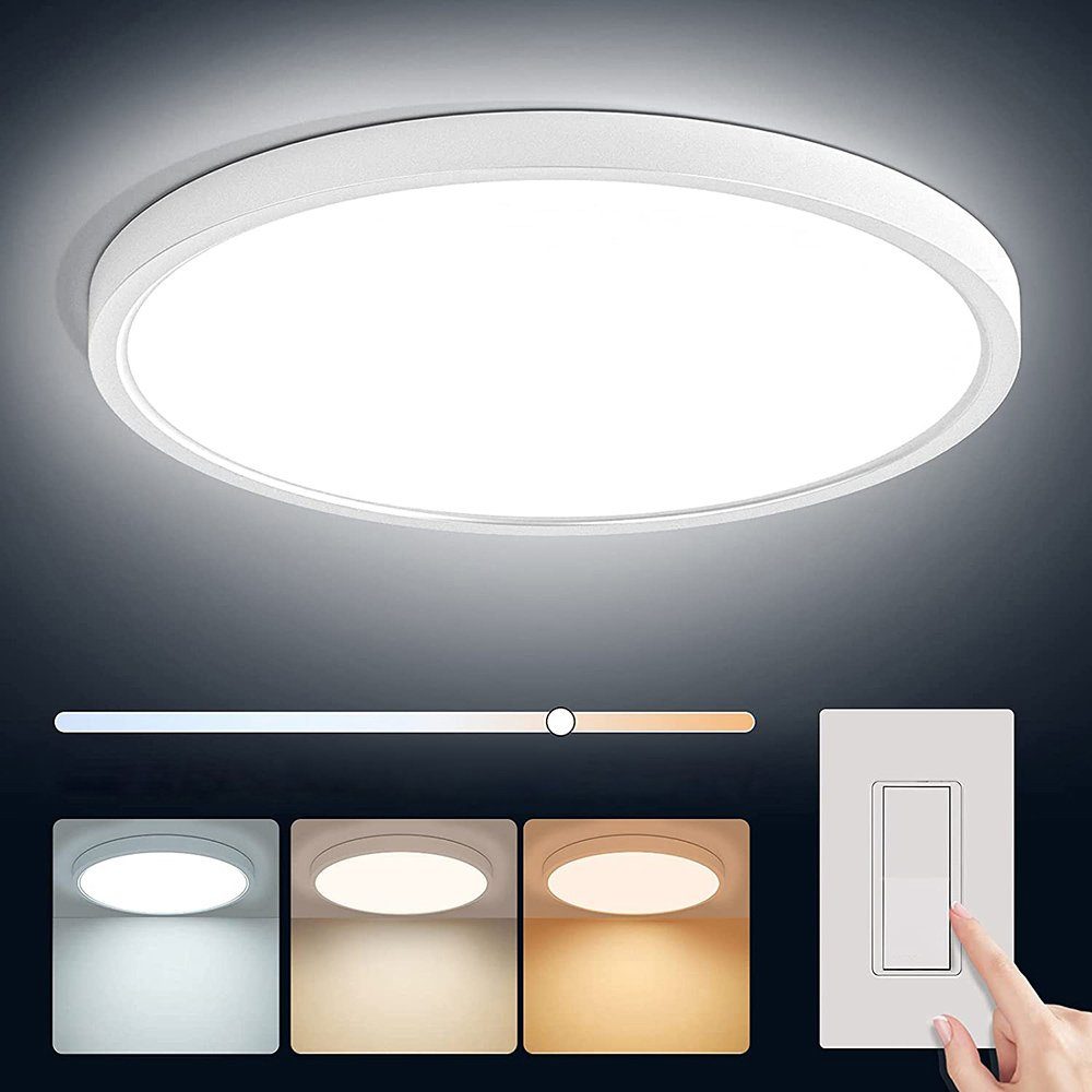 MUPOO LED Deckenleuchte LED Panel innen Pendelleuchte IP44, 28-48W, LED Wandleuchte Schwarz/Weiß, 3 Größen, 3 Farbtemperaturen, Deckenleuchte schlankes Design,Energiesparend&Einfach Zu Bedienen