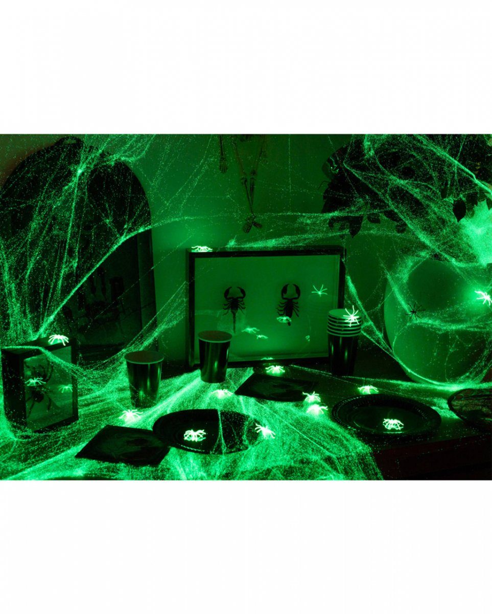 Horror-Shop Hängedekoration Leuchtende Spinnweben 100 g als Halloween Deko