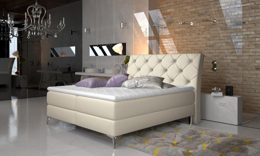 Modern Design Doppel Bett Bett Polster Beige Barock Stil Textil JVmoebel