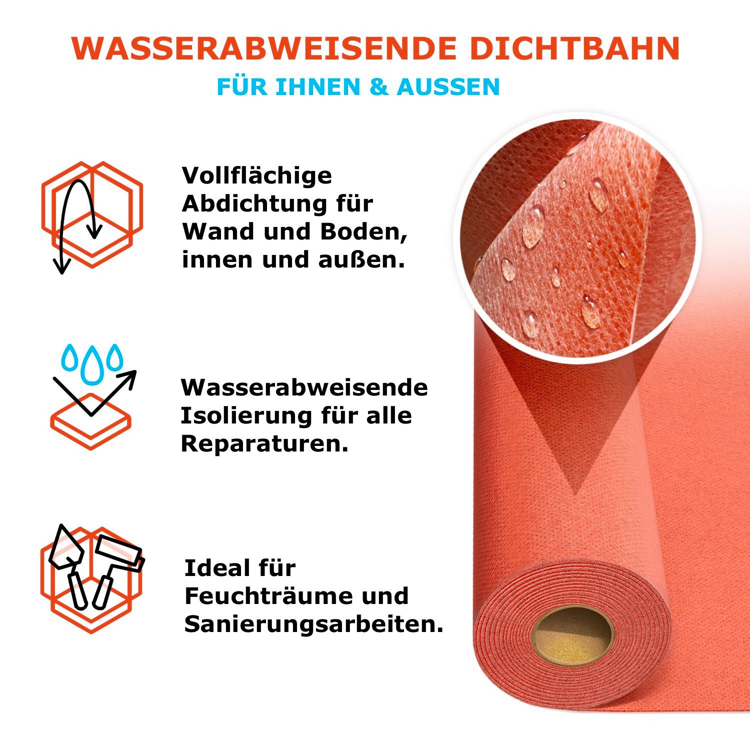 Aloni Wannenabdichtband DBAND-015M, (1-St), Mit dieser Abdichtbahn können Sie Wasserschäden in Bad und Küche – Bild 5 von 5