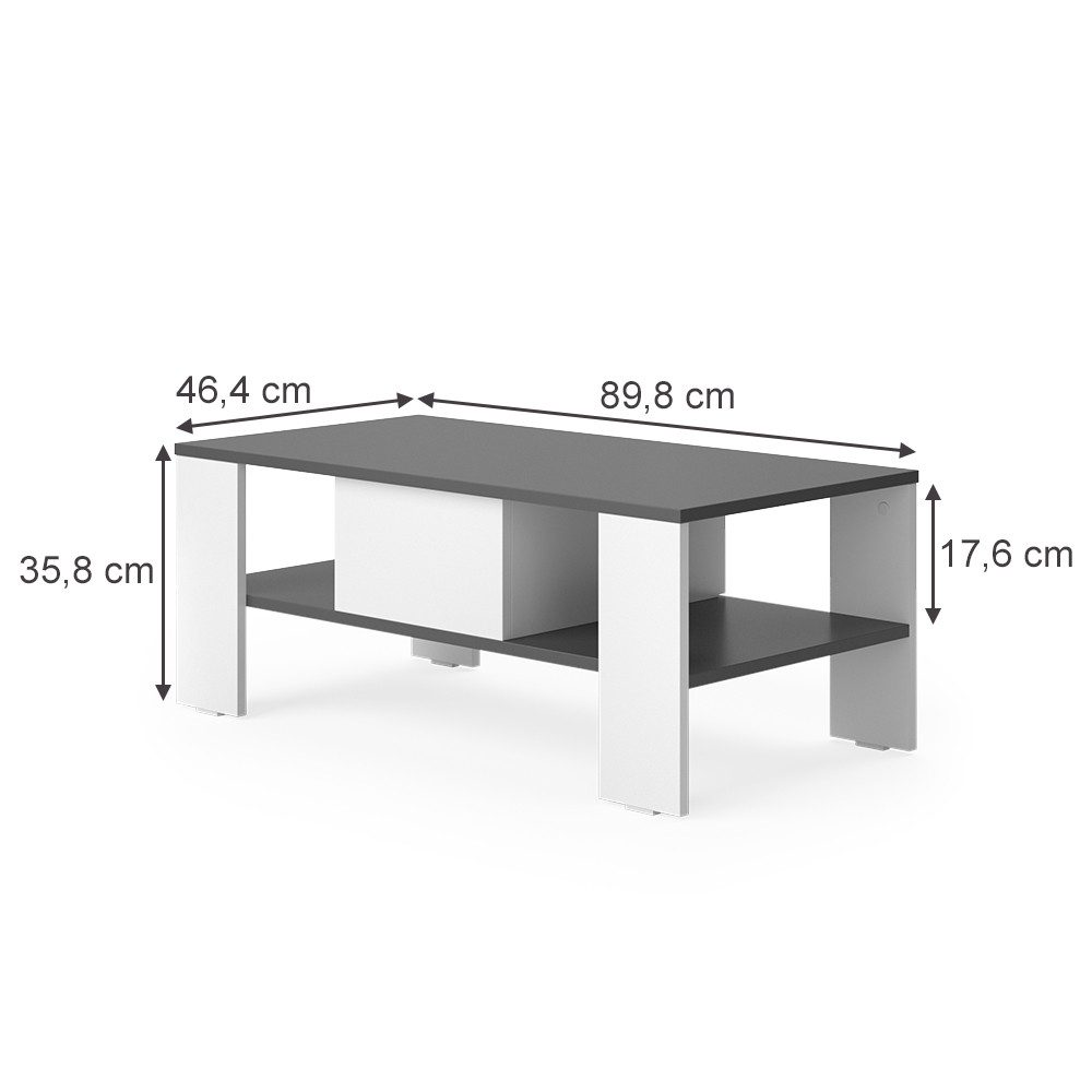 Vicco Couchtisch Wilmut, Anthrazit/Weiß, 89.8 x günstig online kaufen