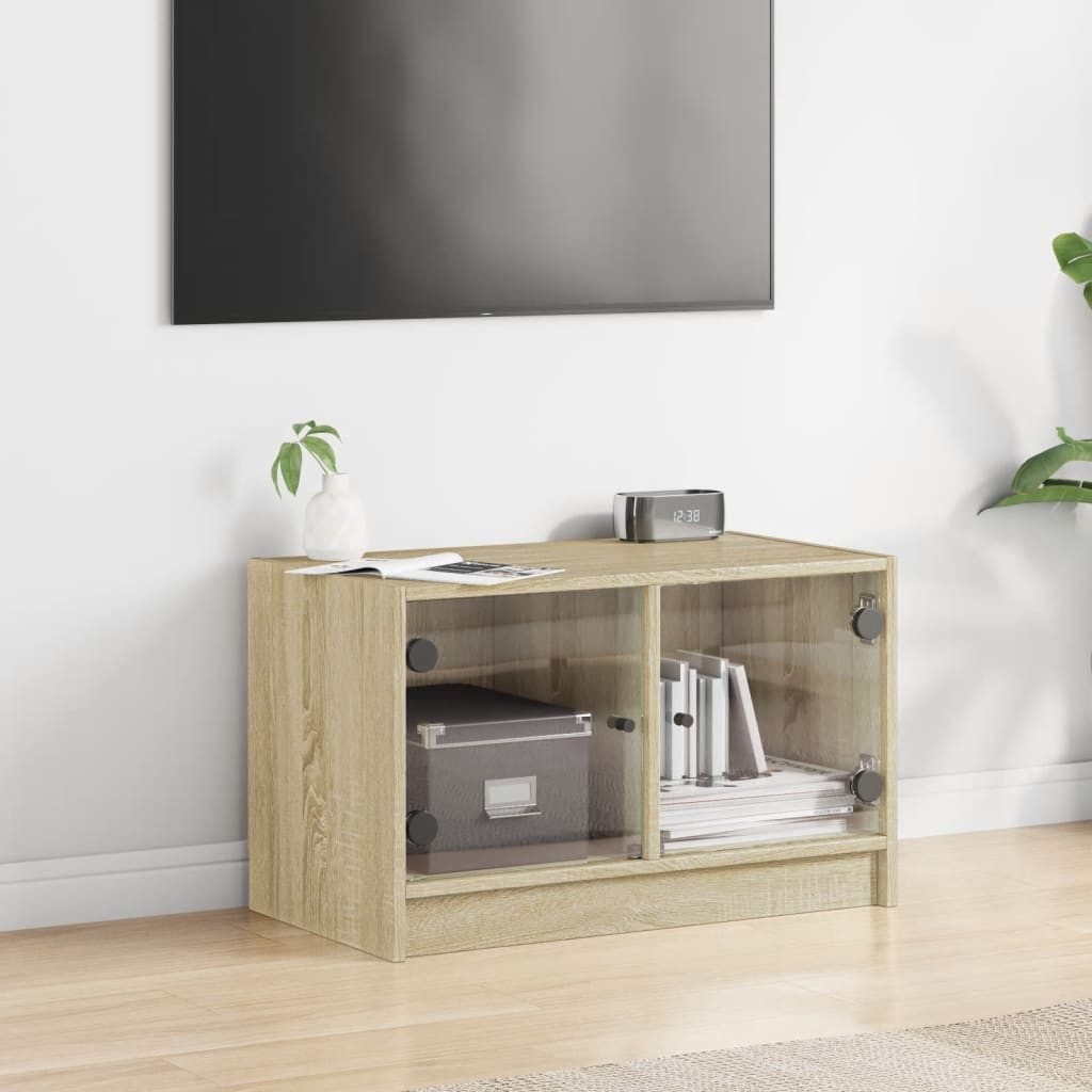 vidaXL TV-Schrank TV-Schrank mit Glastüren Sonoma-Eiche günstig online kaufen