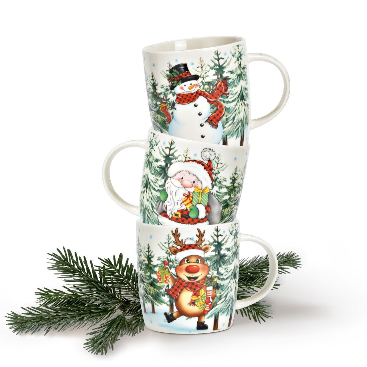 Tasse Weihnachtstassen 6er Set lustige Weihnachtsmotive
