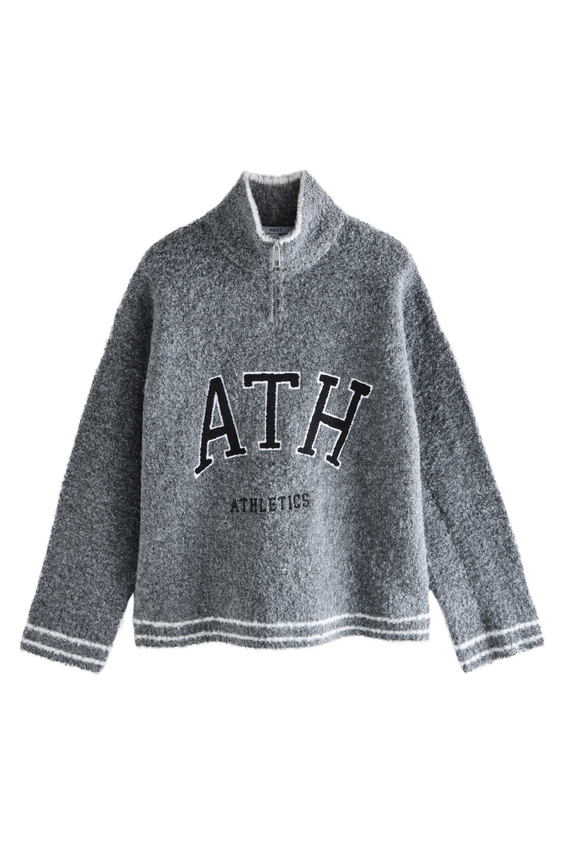 Troyer Sportlicher Bouclé-Pullover mit RV-Ausschnitt