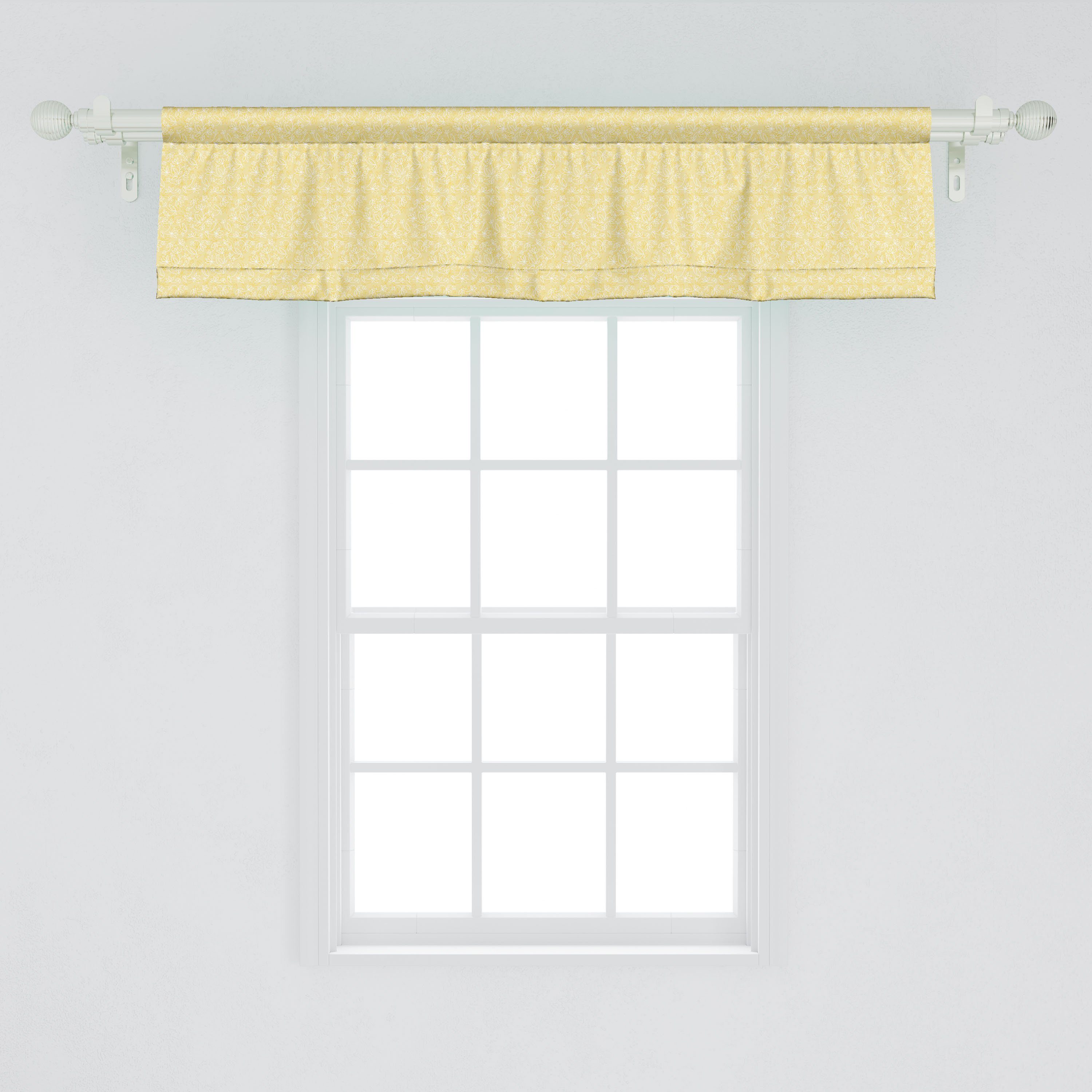 mit Volant Pastell Dekor Abakuhaus, Schlafzimmer Vorhang für Microfaser, Gelb Stangentasche, Küche Floral Scheibengardine