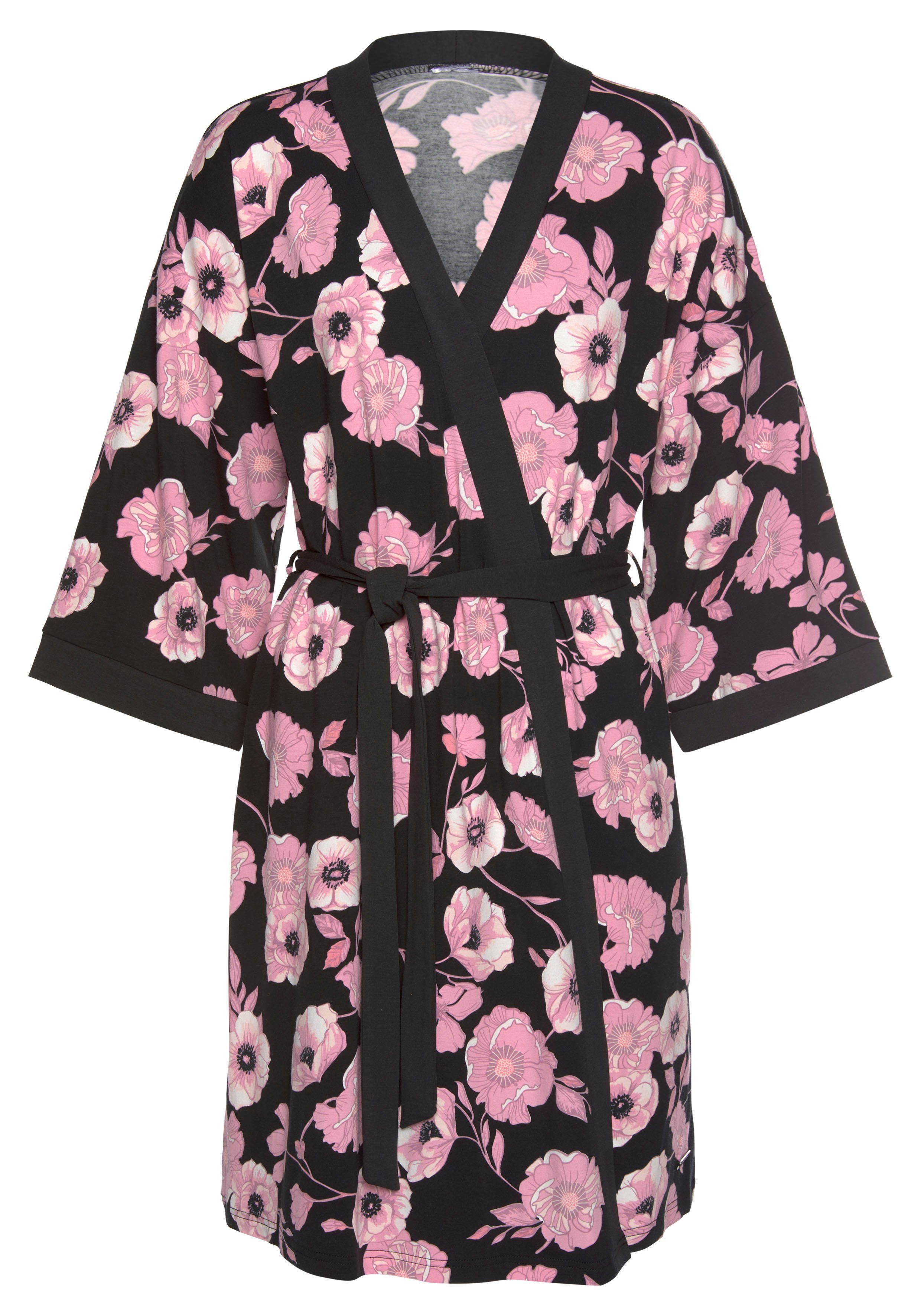 LASCANA Kimono, Kurzform, Baumwoll-Mix, Bindeband mit Ärmeln weiten und Gürtel