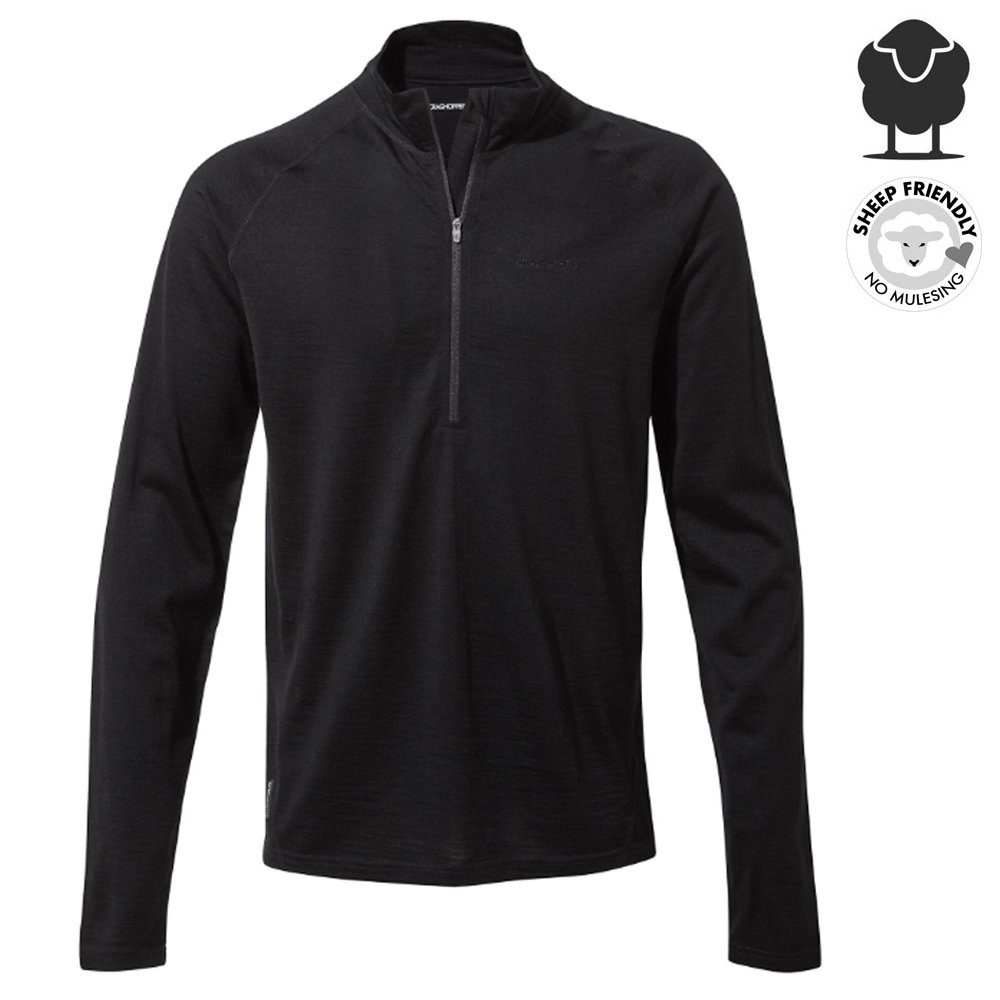 Langarmshirt Craghoppers - Herren Merino Langarm Shirt mit RV Kragen Expert Merino